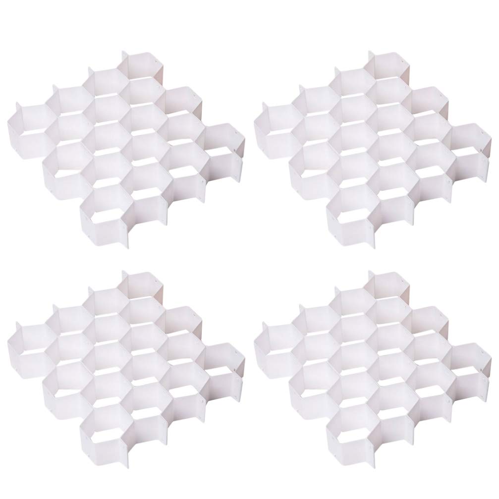 TOPBATHY 2-Pack Adjustable Honeycomb Drawer Organizers - White Storage Dividers for Dresser, Closet & Underwear Organization | Perfect for Bedroom, Bathroom & Office Drawer Organization