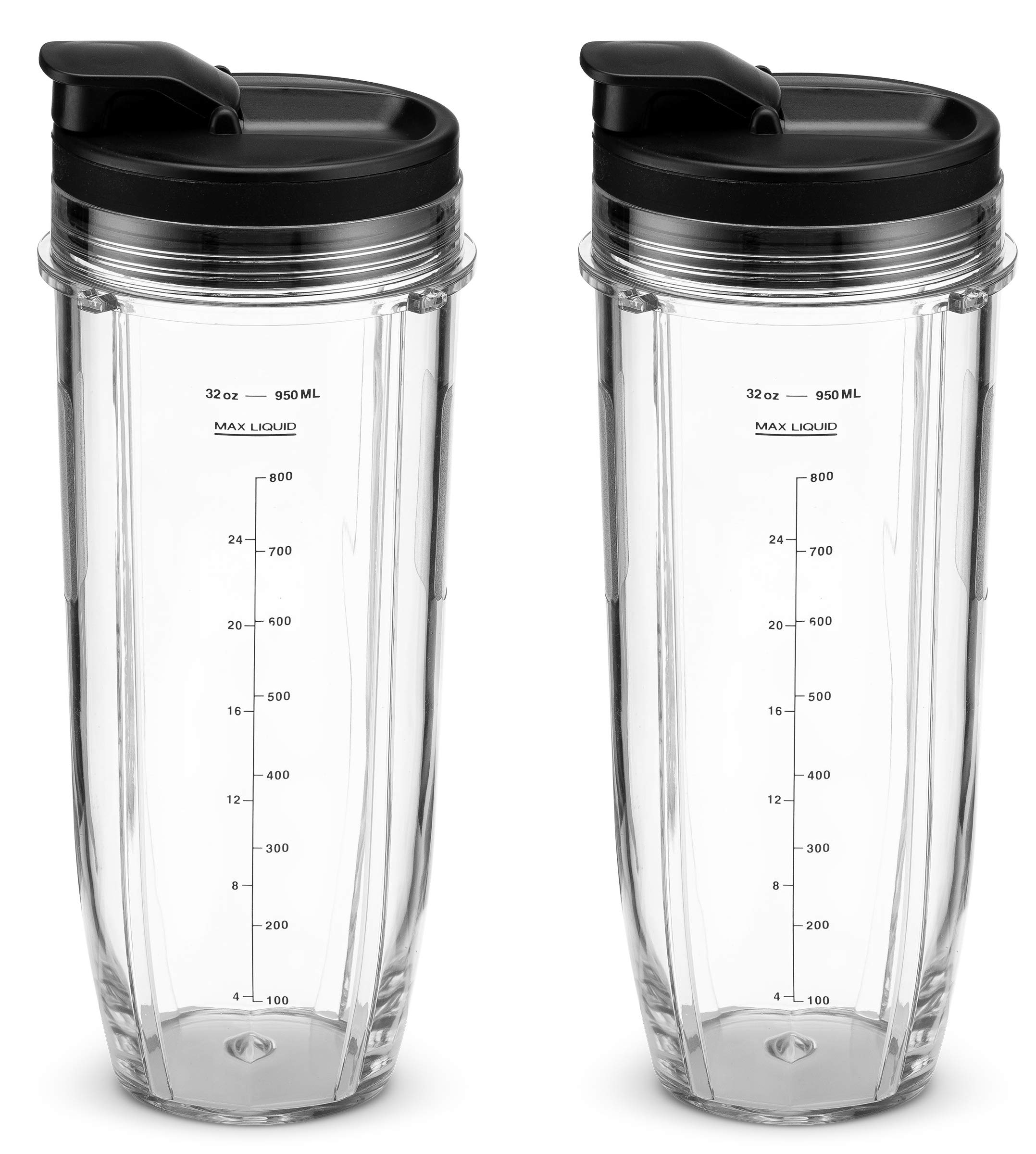 Nutri Ninja 32 oz Tritan Cups with Sip & Seal Lids - Compatible with BL480, BL490, BL640 & BL680 Auto IQ Series Blenders (2 Pack) - Perfect for Smoothies, Protein Shakes & Meal Prep On The Go