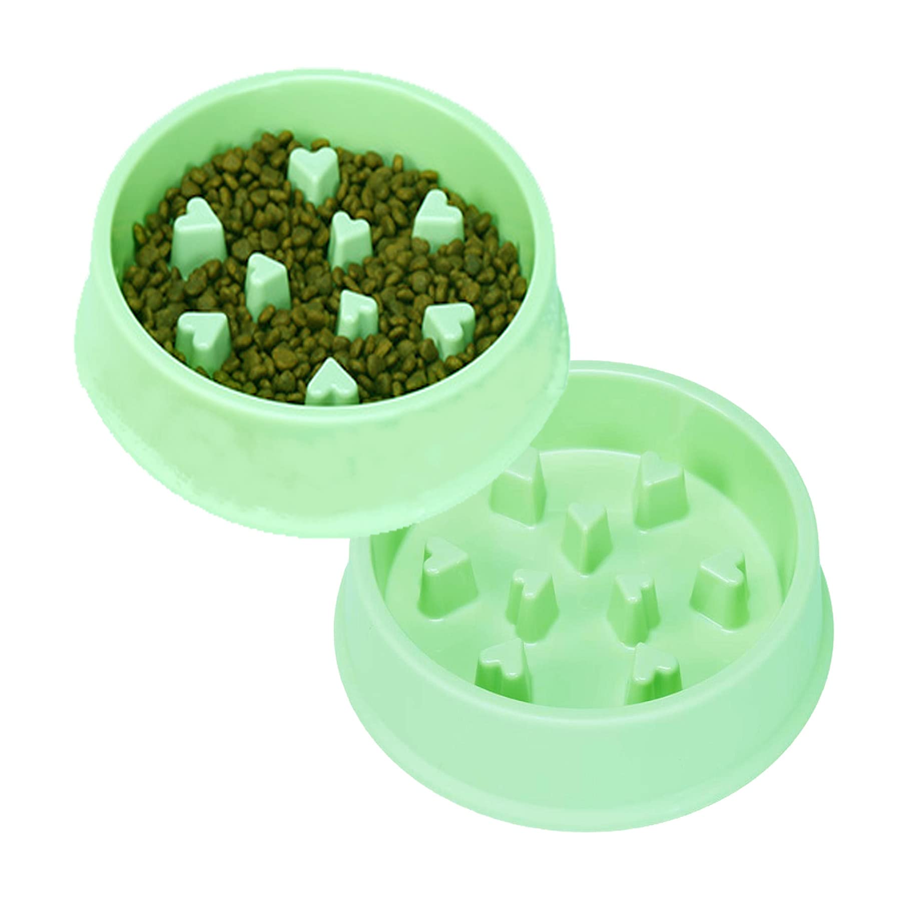 **JINSHIN Slow Feeder Dog Bowl for Small & Medium Dogs - 2 Pack, Green | Anti-Gulping Pet Food Dish for Fast Eaters | Perfect for Mealtime Anxiety & Digestion Aid**    *(Use: Ideal for puppies, small breeds, or dogs with eating disorders to promote healthier digestion and prevent bloating.)*
