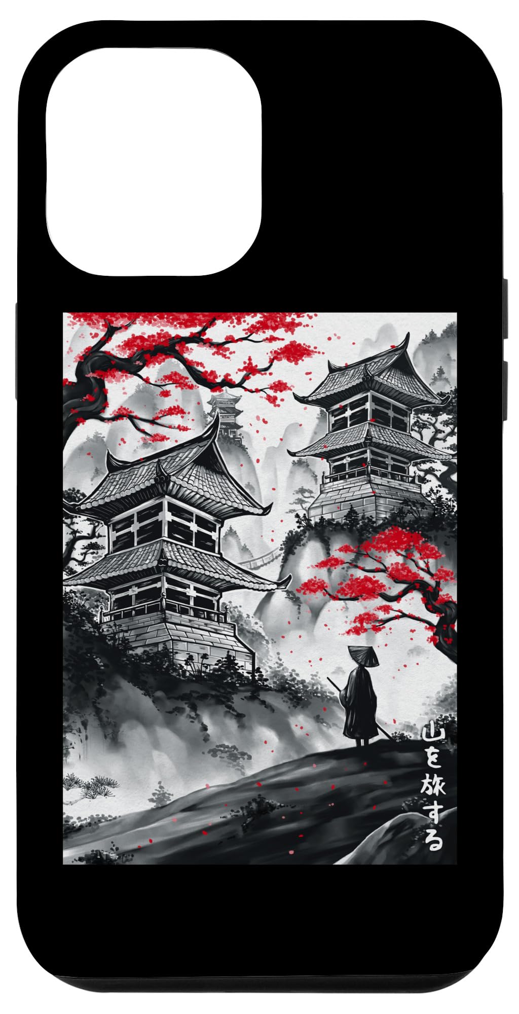 iPhone 12 Pro Max Case - Japanese Style Traveler Mountains Ink Wash Painting Design - Perfect for Travel, Gifts & Everyday Use