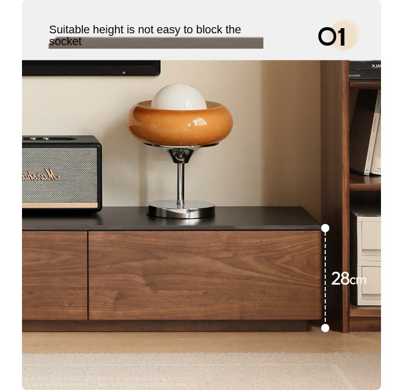 Black Walnut Solid Wood TV Stand with Rock Slab - Rustic Modern Entertainment Center for Living Room, Bedroom & Home Theater