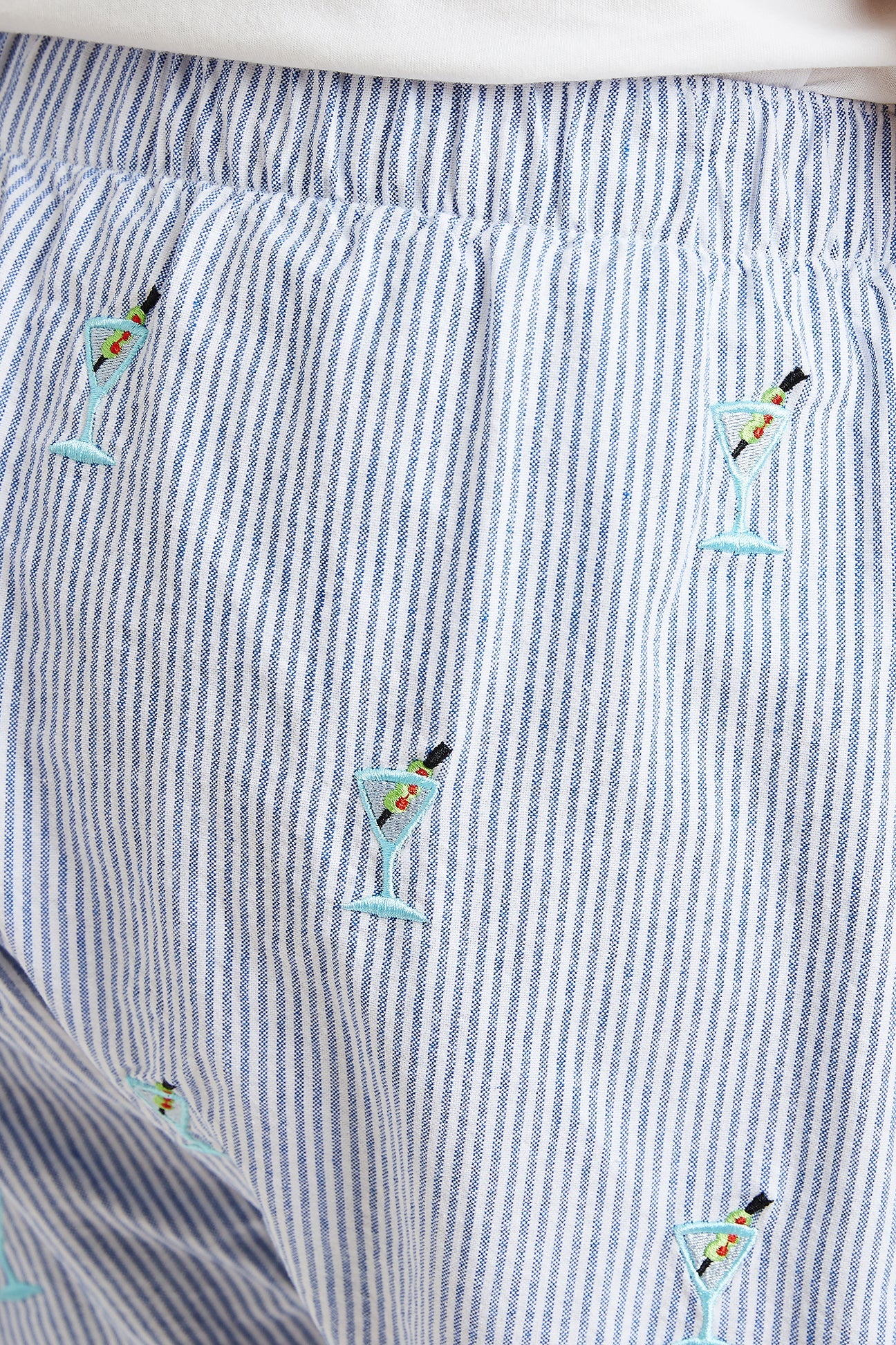 Barefoot Boxer Blue Oxford Stripe with Martini - Comfortable Men's Casual Shirt for Office, Date Night & Summer Outings