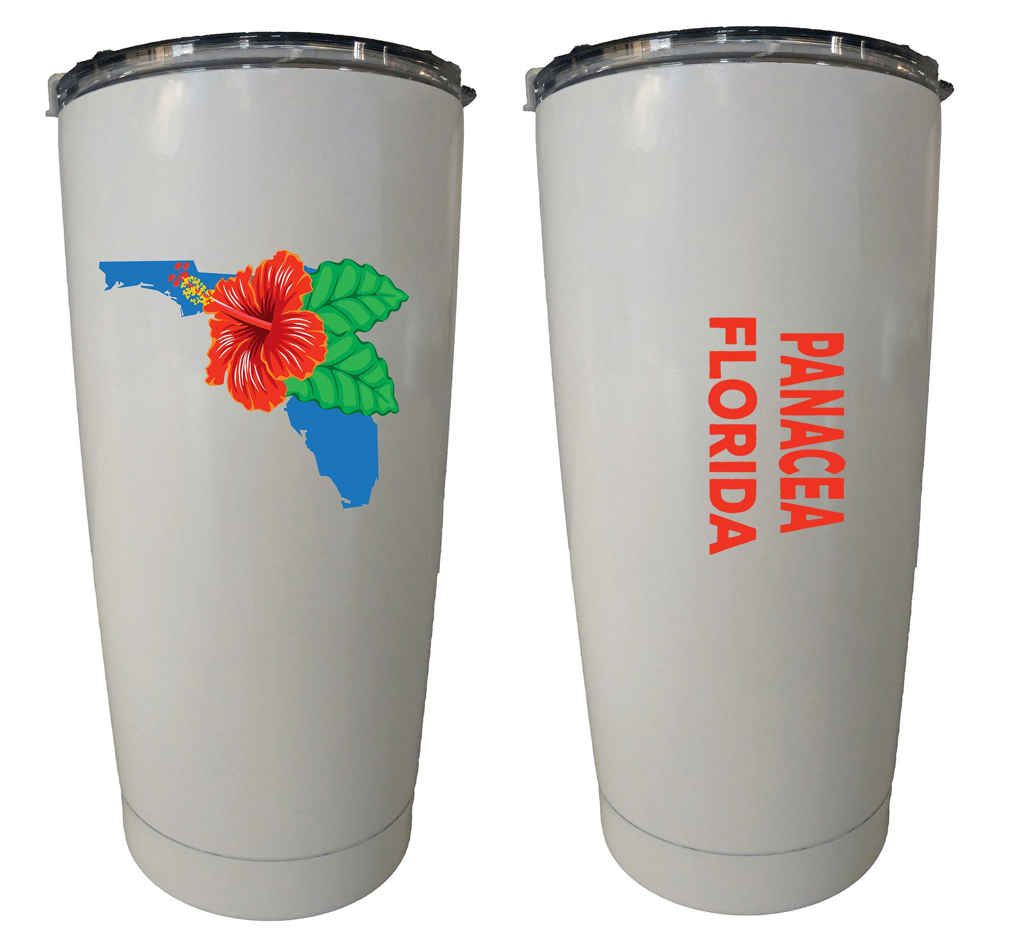 20 oz Insulated Stainless Steel Tumbler with Hibiscus Flower Design - Double Wall Vacuum Insulation, Leakproof Lid, Keeps Drinks Hot/Cold for Hours - Perfect for Coffee, Tea, Travel & Outdoor Activities (White)