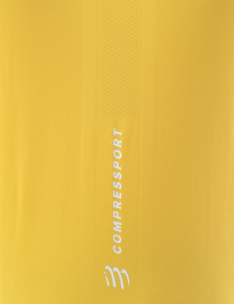 Compressport Men's Running Singlet - Breathable Athletic Tank Top for Marathon & Workout - Lightweight Moisture-Wicking Performance Shirt (Maize) - Ideal for Jogging, Gym Training & Outdoor Sports