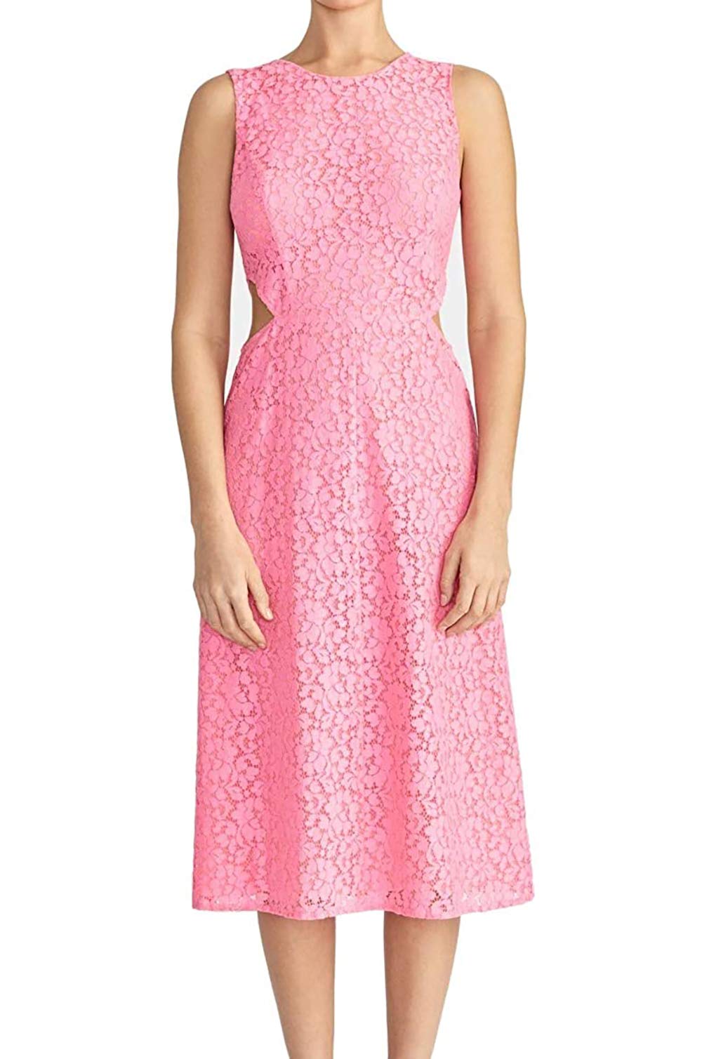 Rachel Roy Women's Elana Sleeveless Lace Midi Dress in Pink - Size 8 | Elegant Wedding Guest & Cocktail Party Dress