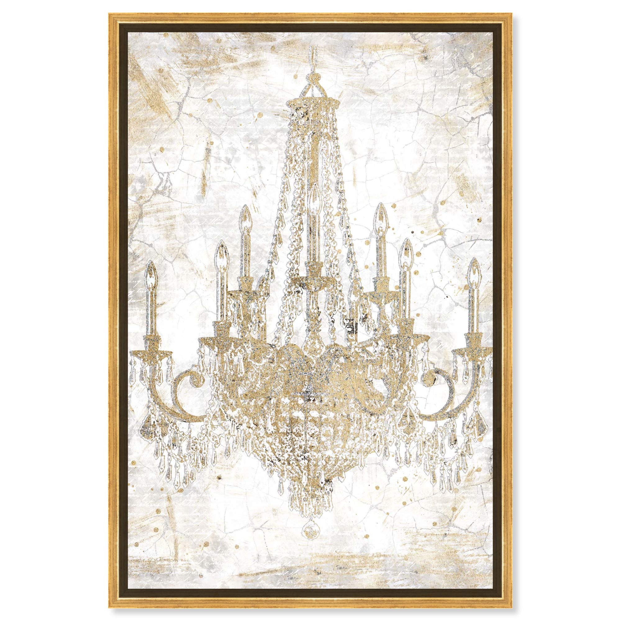 Oliver Gal Artist Co. Fashion Glam Wall Art - Framed Canvas Print with Chandelier Design, 20x30 Inches, Gold & White - Perfect for Living Room, Bedroom & Office Décor