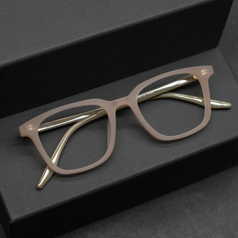 Stylish Black Acetate Square Full Rim Eyeglasses for Men - Classic Frame for Work, Reading & Everyday Use (Model 9020)