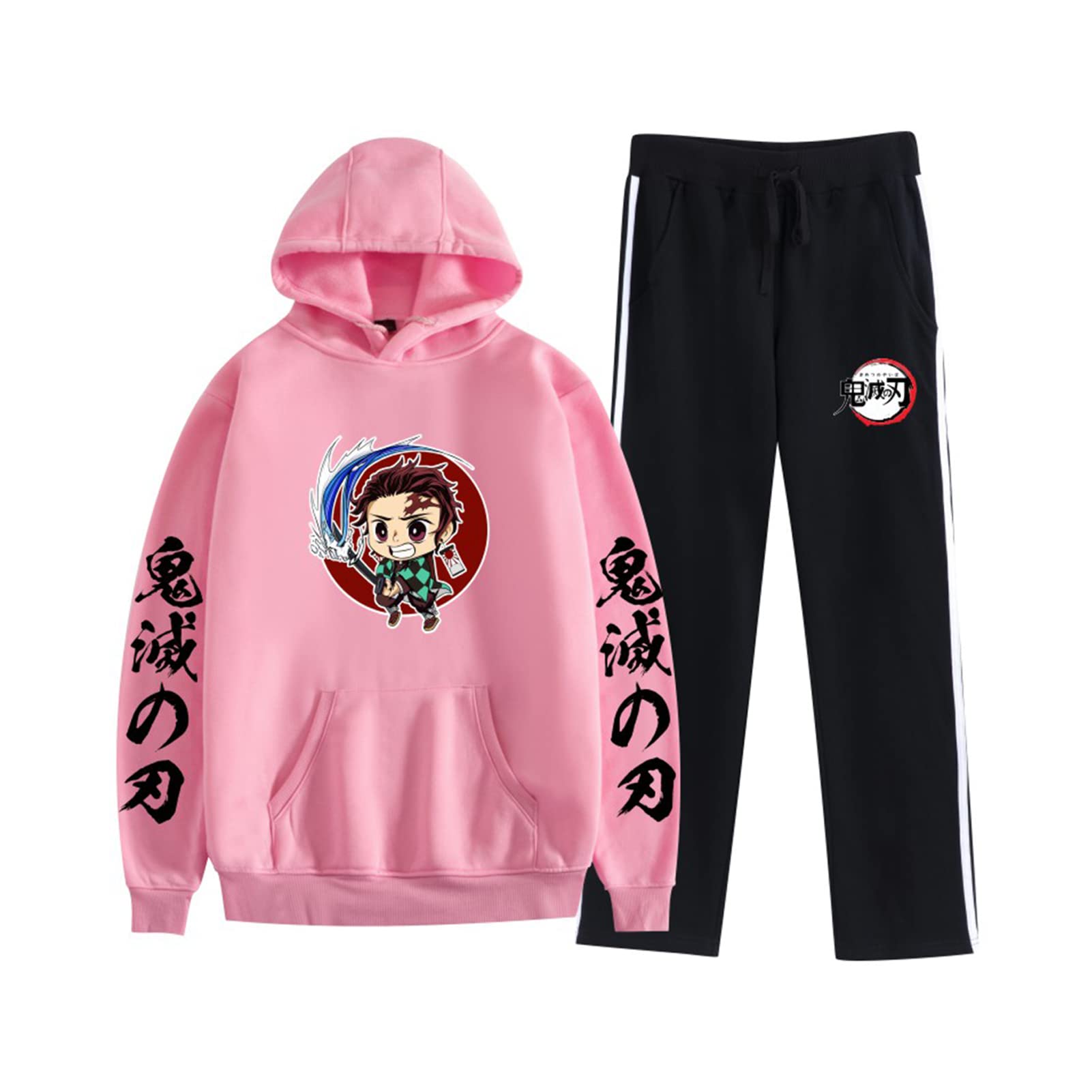 Unisex Demon Slayer Anime Hoodie & Sweatpants Set - Manga Inspired Casual Sweatsuit for Men & Women - Perfect for Cosplay, Loungewear & Anime Conventions
