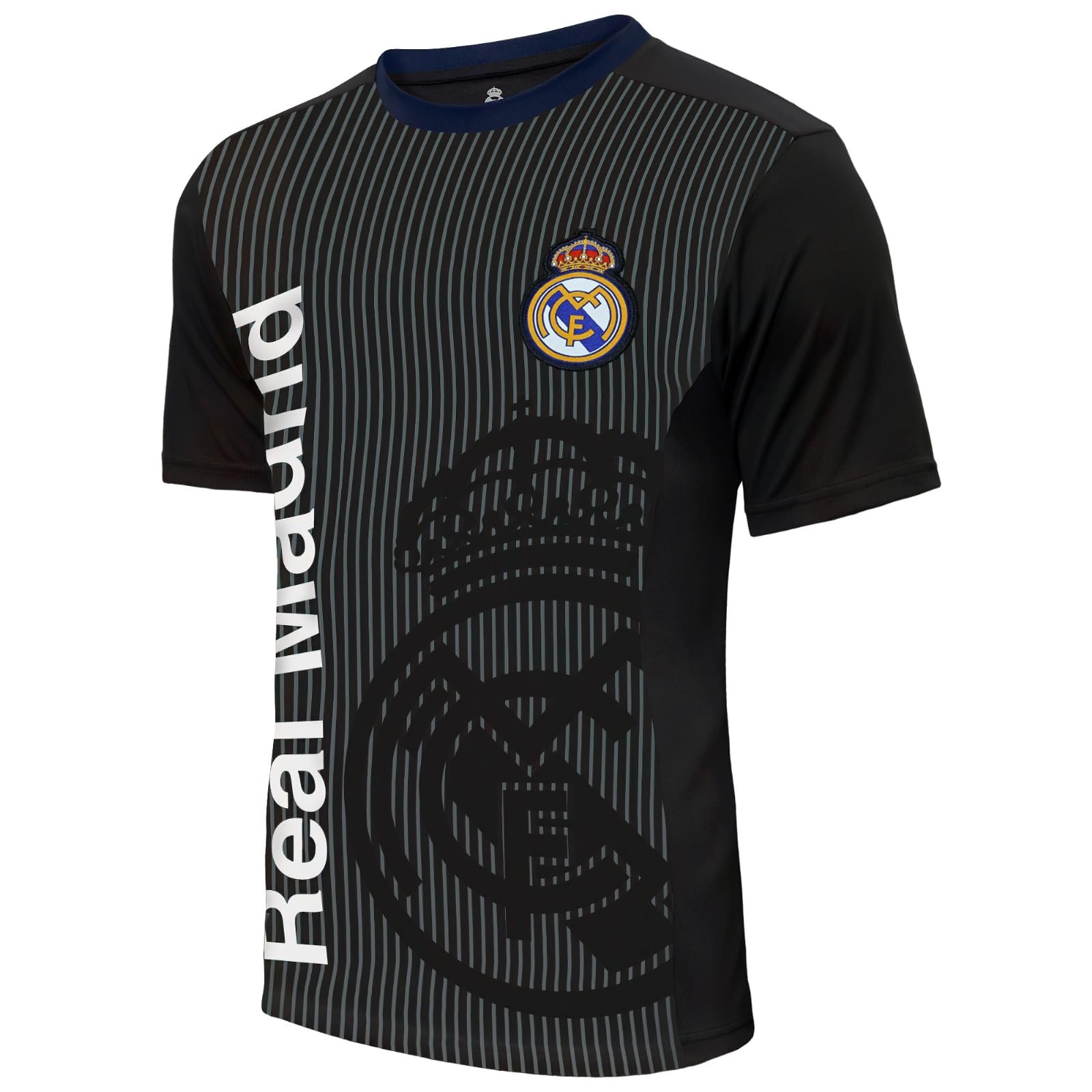 Official Real Madrid Soccer Jersey - Licensed Polyester Shirt, Large, Black, Short Sleeve, Unisex Adult Football Shirt for Men & Women - Perfect for Games, Training & Fan Support