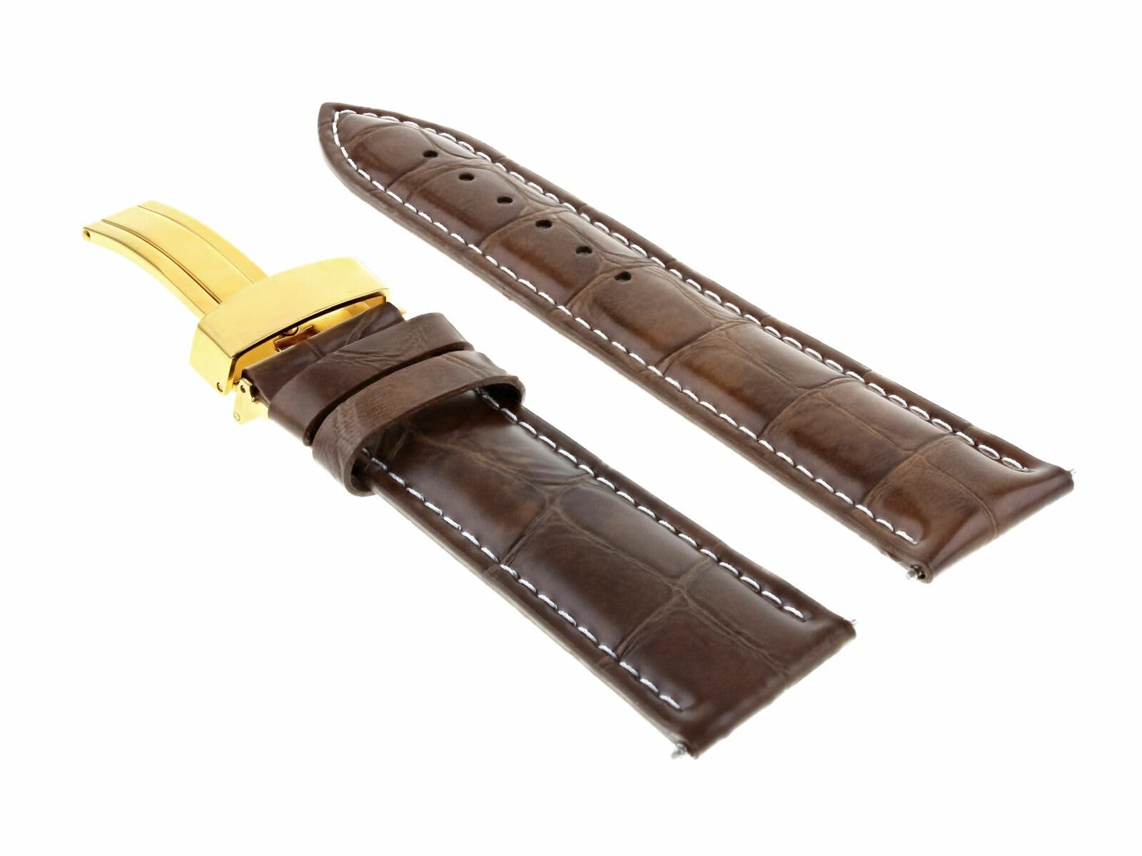 20mm Genuine Leather Watch Band Strap with Gold Clasp - Compatible with Rolex Datejust - Light Brown Replacement Strap for Men & Women - Perfect for Business, Casual & Formal Occasions