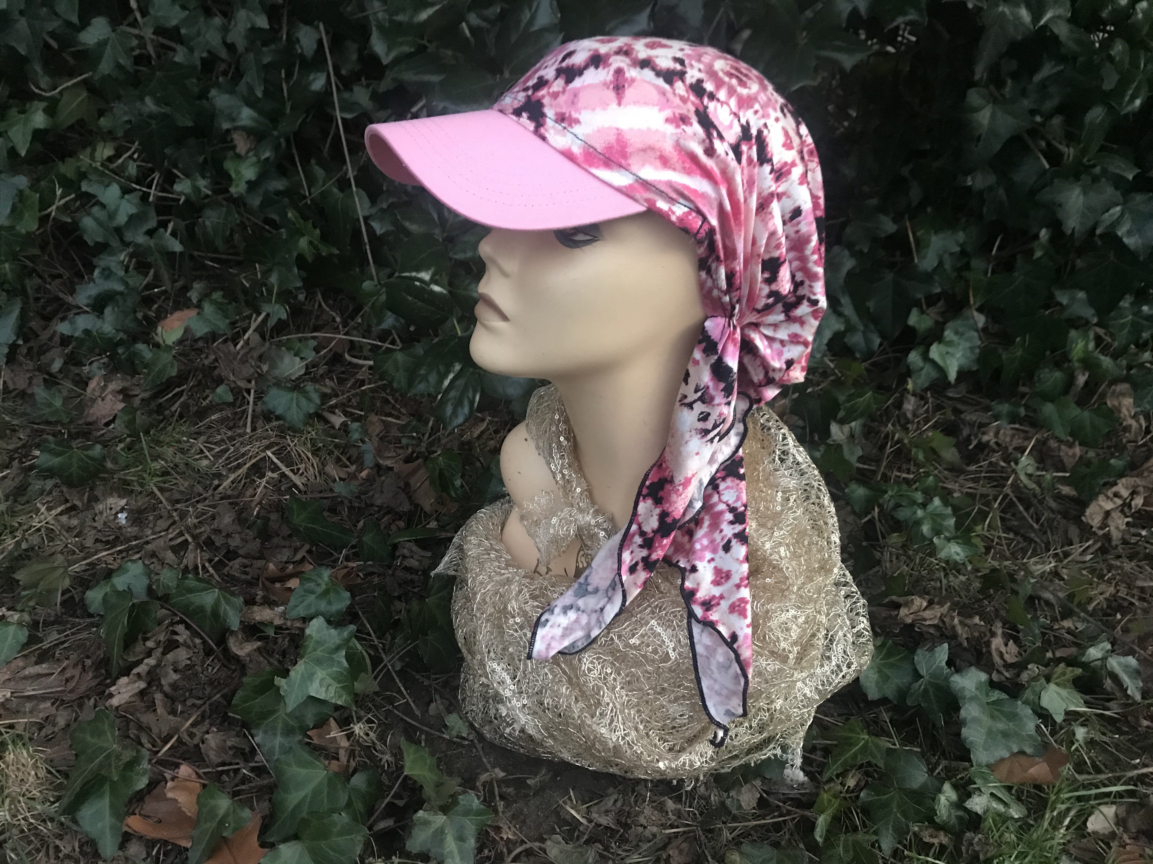 Stylish Pink Mix Sun Visor Scarf - Lightweight Chic Hat for Women | UV Protection & Fashion Accessory | Perfect for Beach, Running, Outdoor Activities | Made in USA