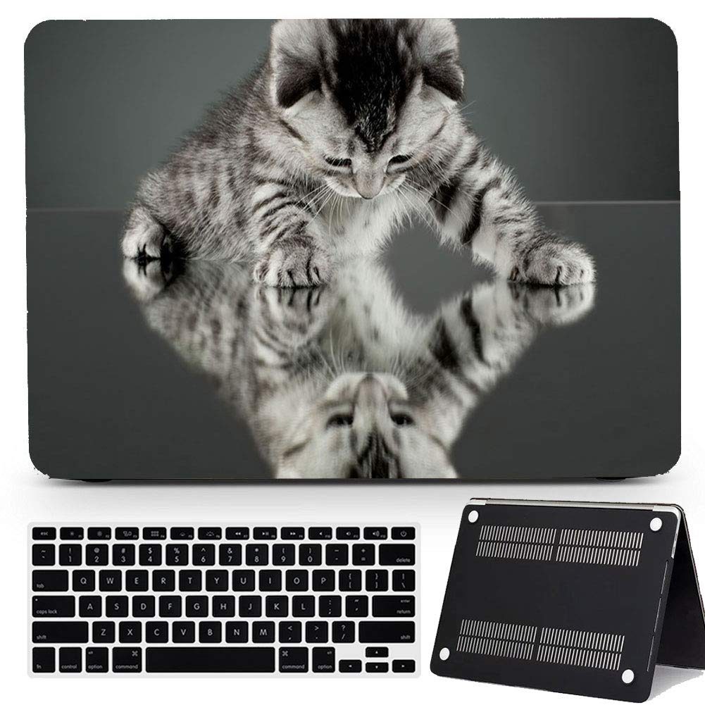 Cute Cat Design Durable Hard Rubberized Case for MacBook Air 13 Inch (A1369/A1466, 2010-2017 Models) - Perfect for Pet Lovers & Office/College Use