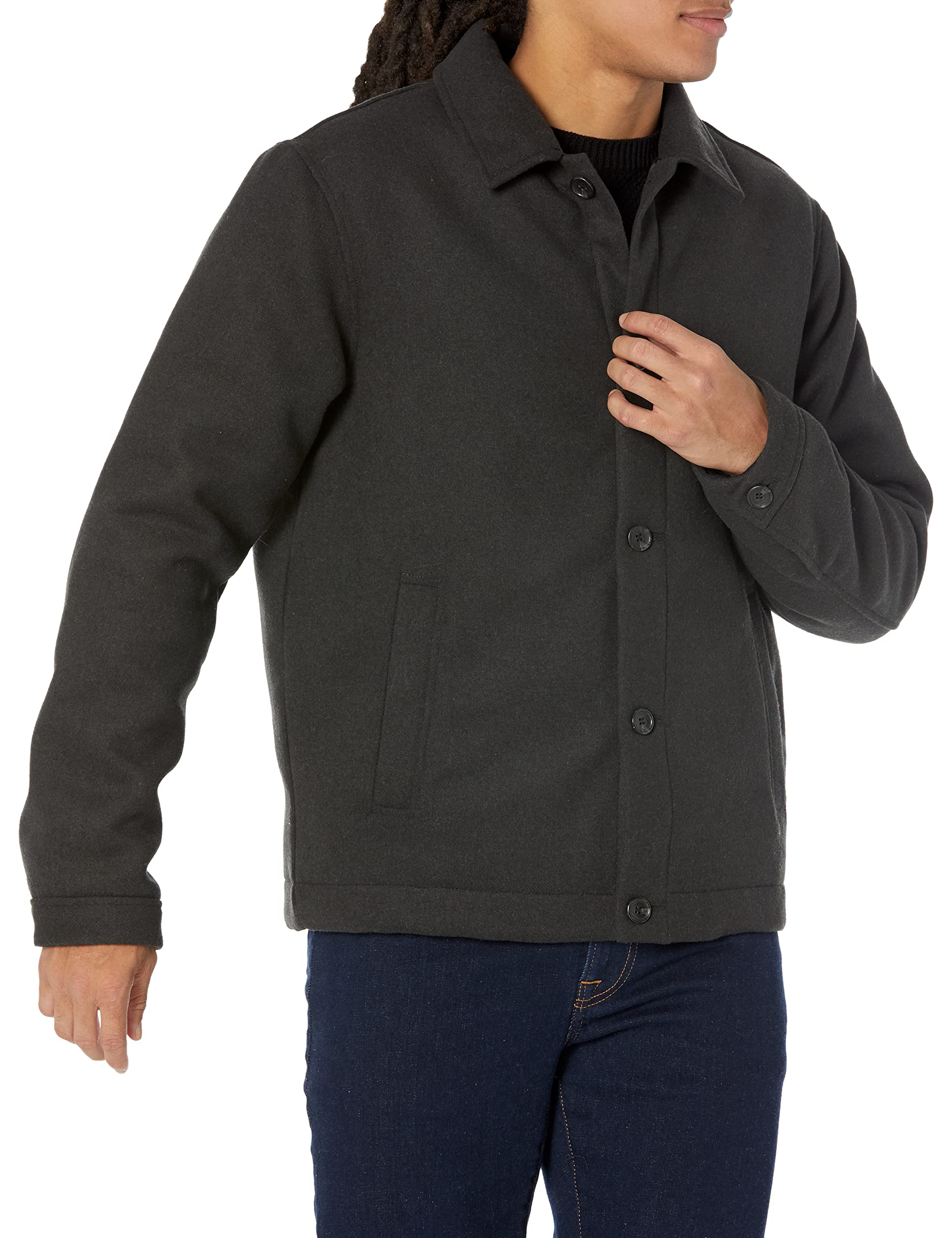 Amazon Essentials Men's Wool Bomber Jacket - Warm Winter Coat for Big & Tall Sizes - Perfect for Outdoor Activities & Casual Wear