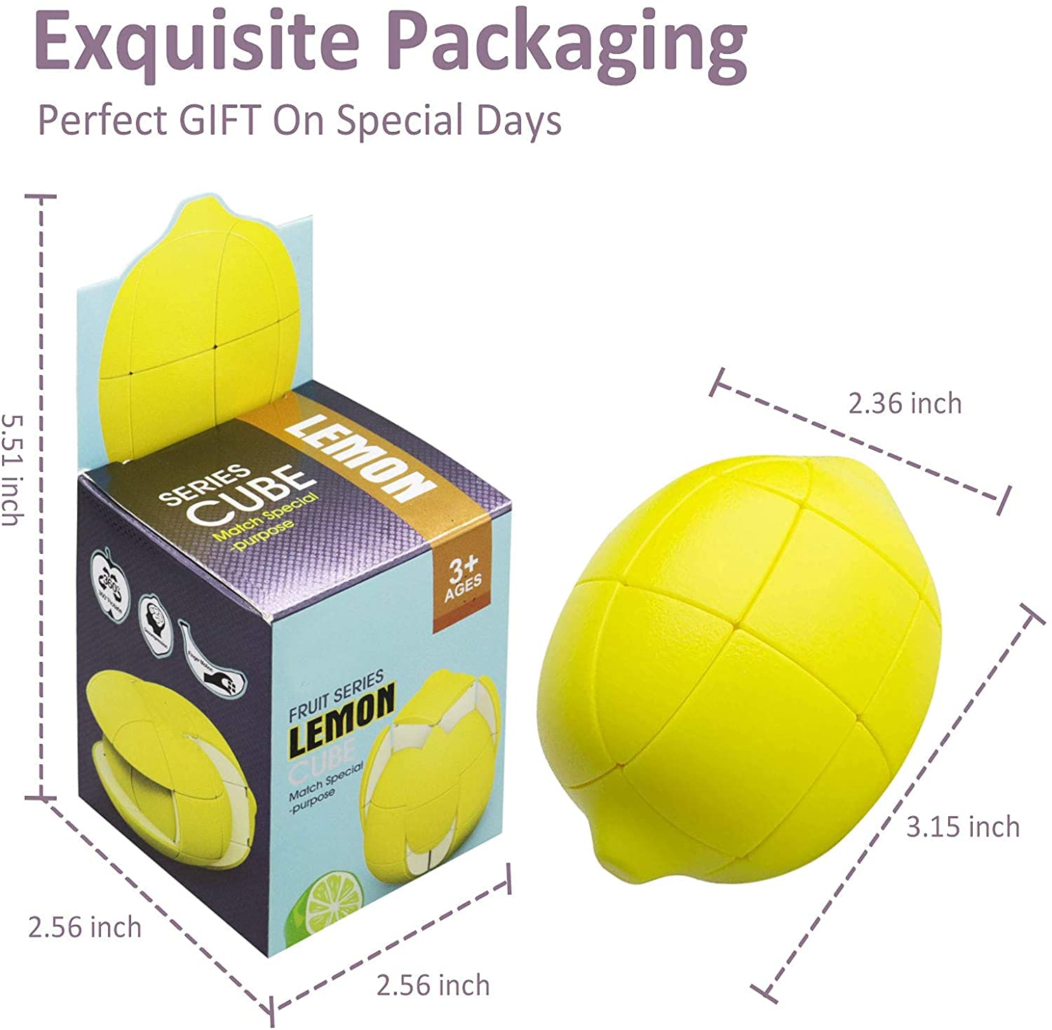 FunBlast Fruit Shape Stickerless Lemon Cube Magic Puzzle Toy – Brain Teaser for Kids, Girls, Boys & Adults (Multicolor, Pack of 1) – Perfect for Stress Relief, Party Favors & Educational Play
