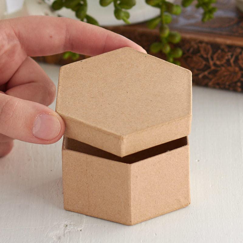 Hexagon Craft Paper Mache Boxes with Lids (24-Pack) for Gift Wrapping & Storage