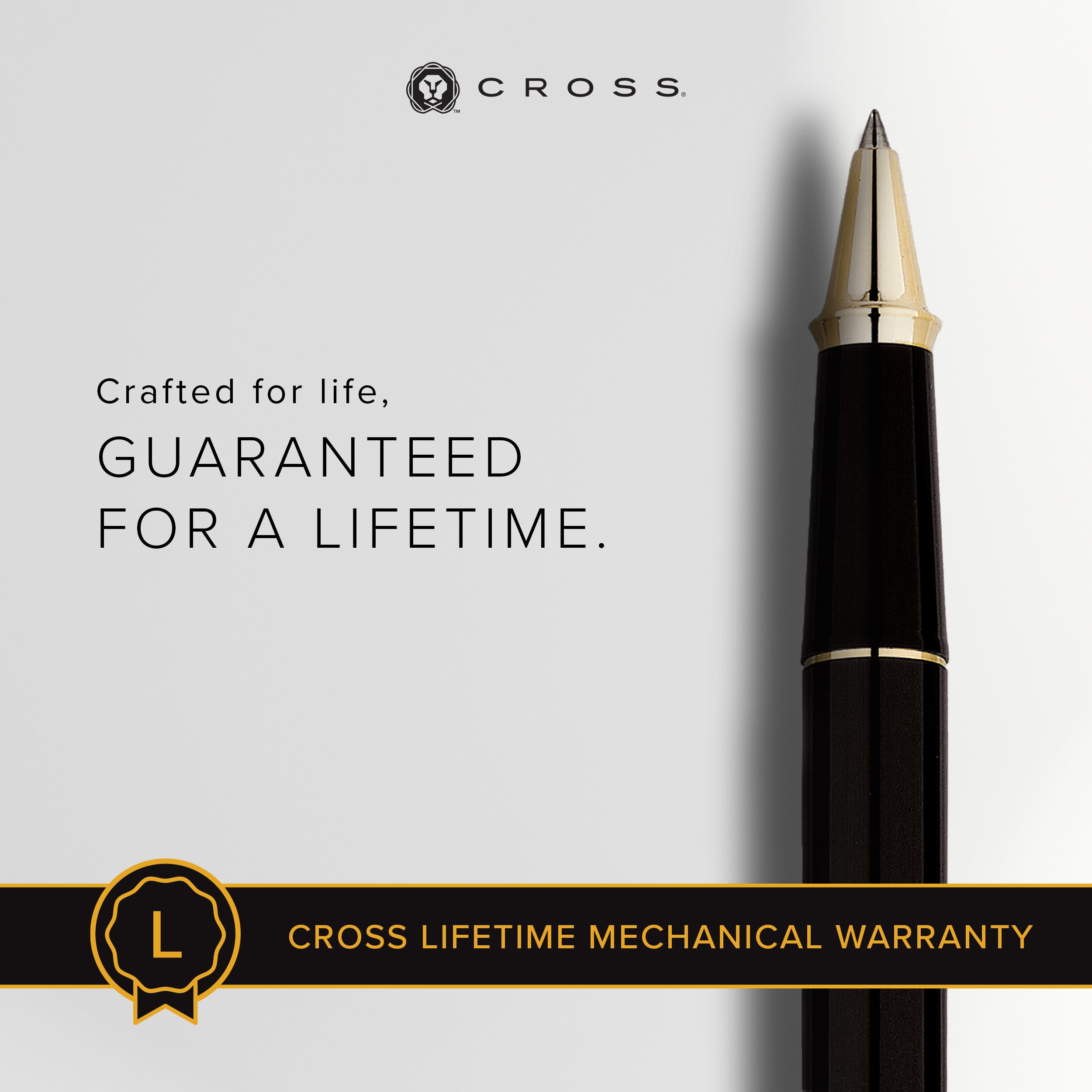 Cross Townsend Refillable Rollerball Pen - 23K Gold-Plated Luxury Writing Instrument with Black Lacquer Finish & Gift Box - Perfect for Business Gifts, Executive Signatures & Formal Occasions