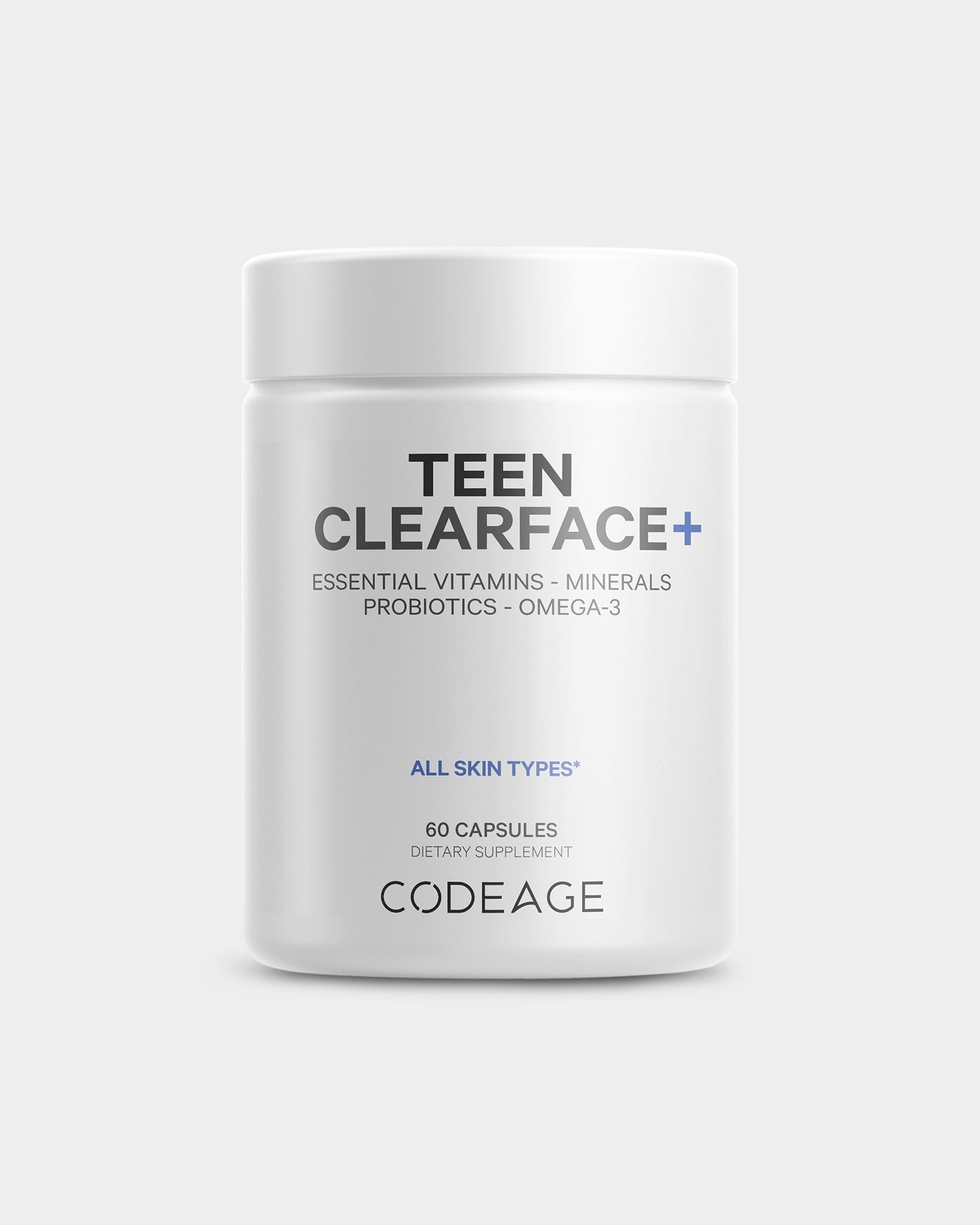 Codeage Teen Clearface+ Multivitamin for Acne & Skin Health - Clear Skin Support for Teens & Adolescents - Daily Supplement for Hormonal Balance & Breakout Prevention