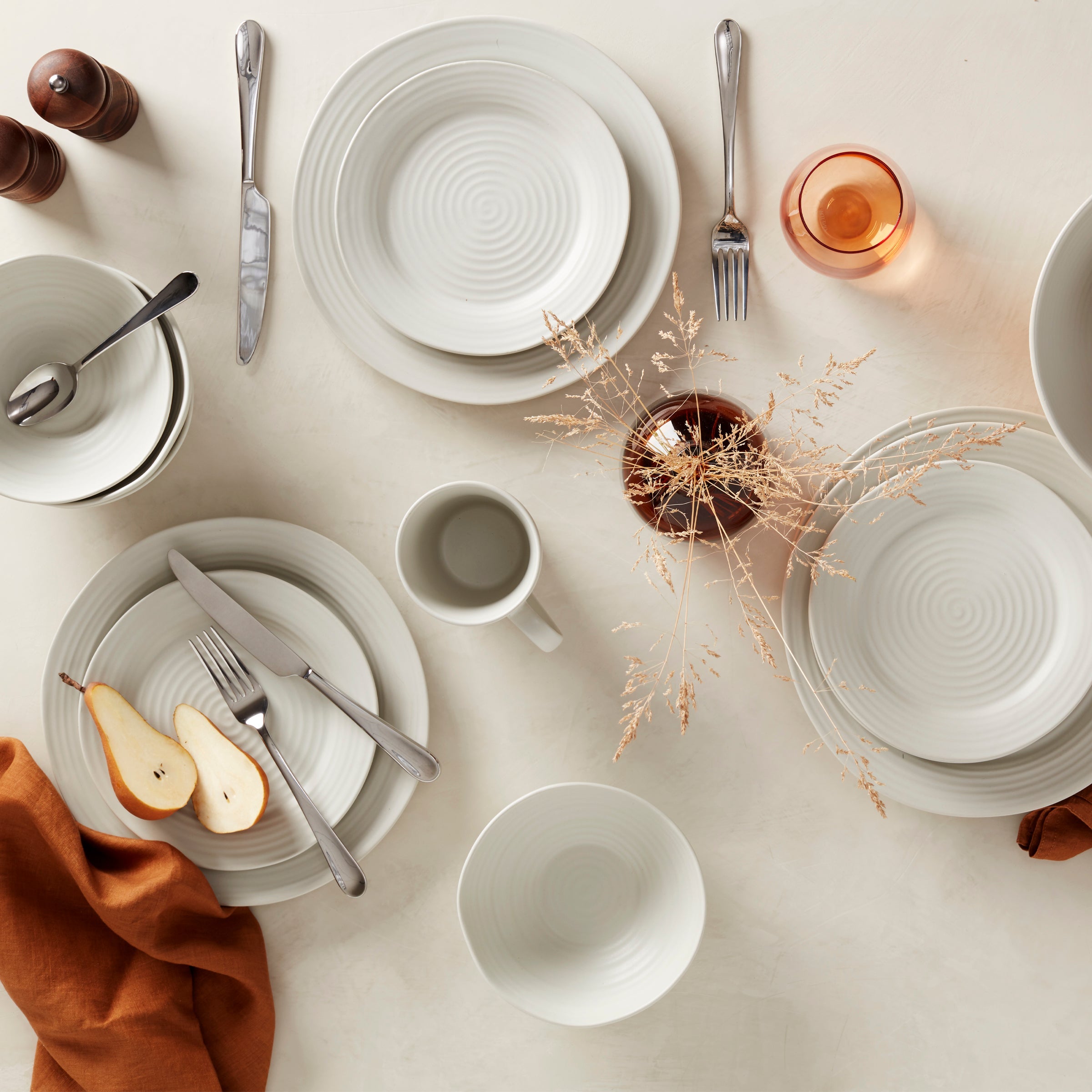 Premium Ridge White 12-Piece Dinnerware Set - Porcelain Plates, Bowls & Mugs - Elegant Dinnerware for Family Meals, Dinner Parties & Restaurant Use