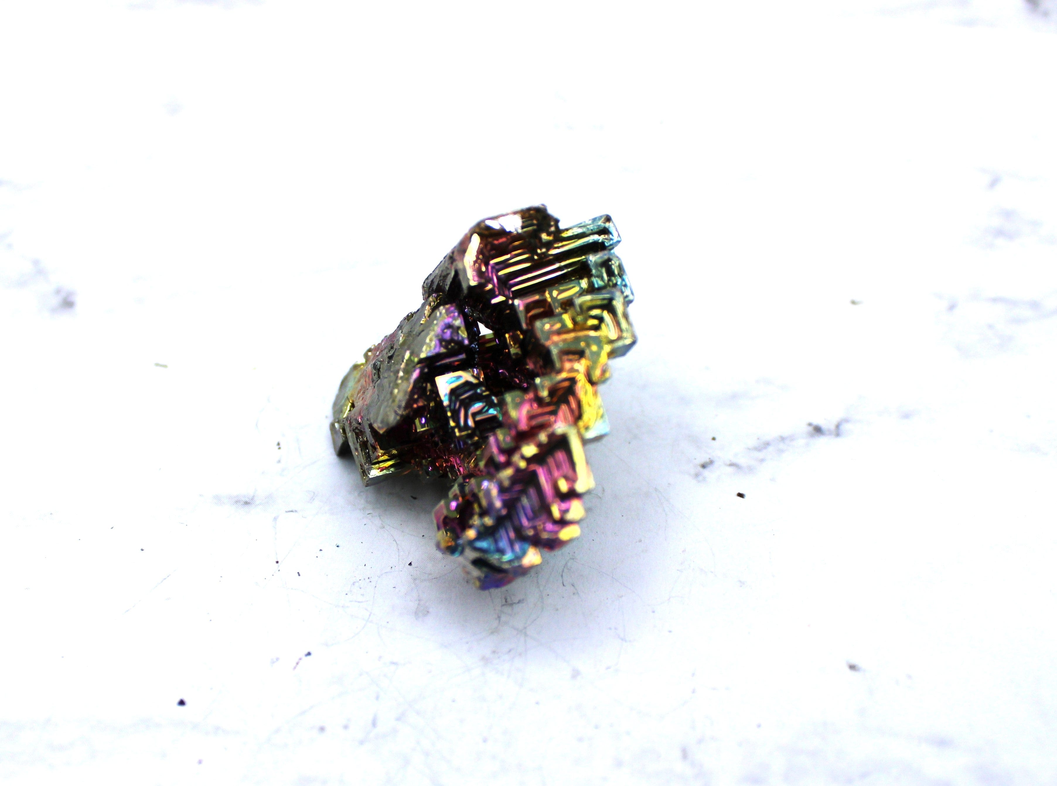 Natural Bismuth Crystal Specimen - Rainbow Metallic Geode for Mineral Collectors & Home Decor | Science Gifts, Healing Crystals, Display Pieces