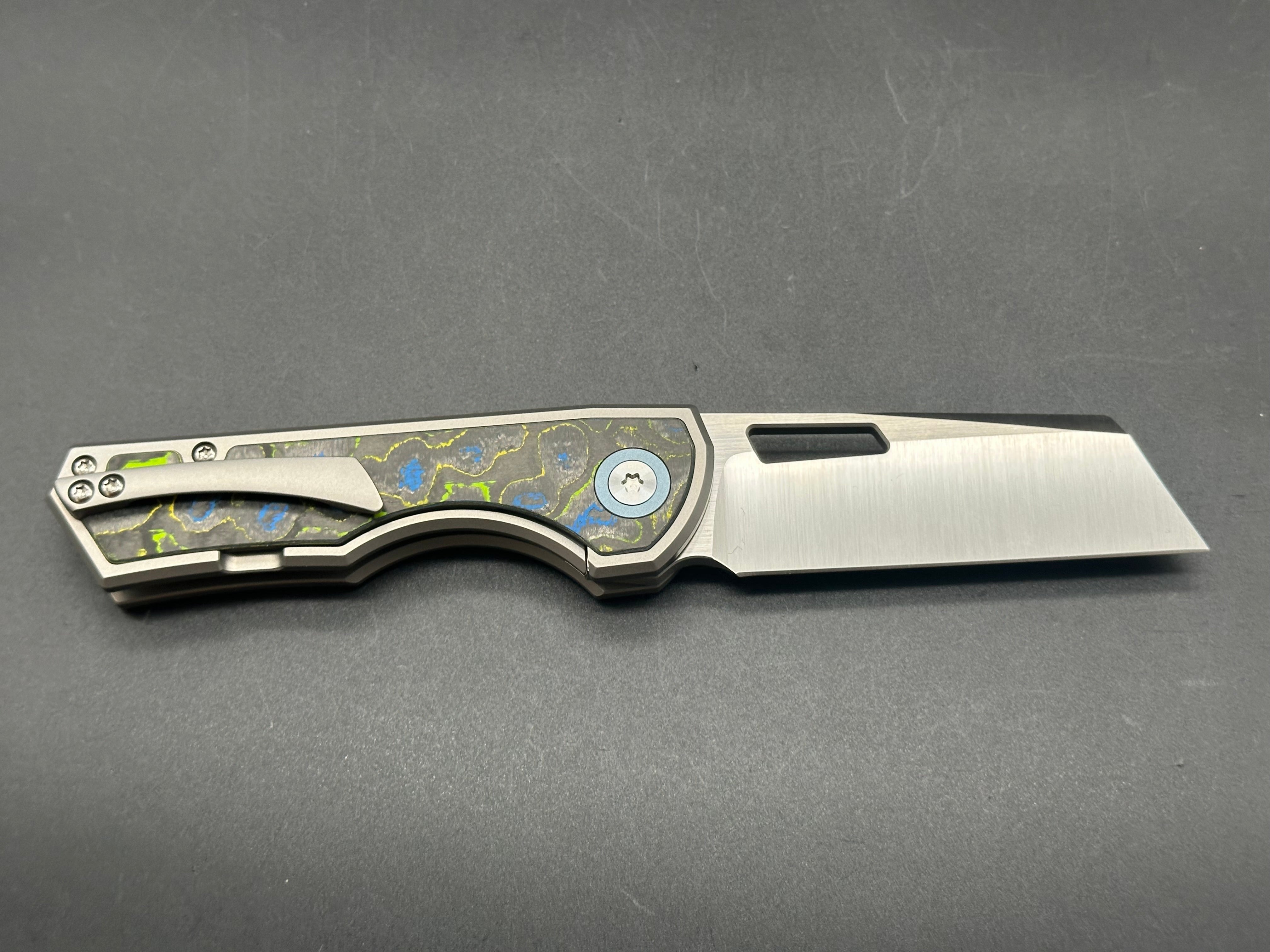 Brian Brown Yeager M V3 Titanium Folding Knife - Non-Flipper, Gecko Camo Carbon Inlays, Satin Blade (AE Exclusive) - EDC, Outdoor, Tactical, Survival, Camping, Hunting Gear