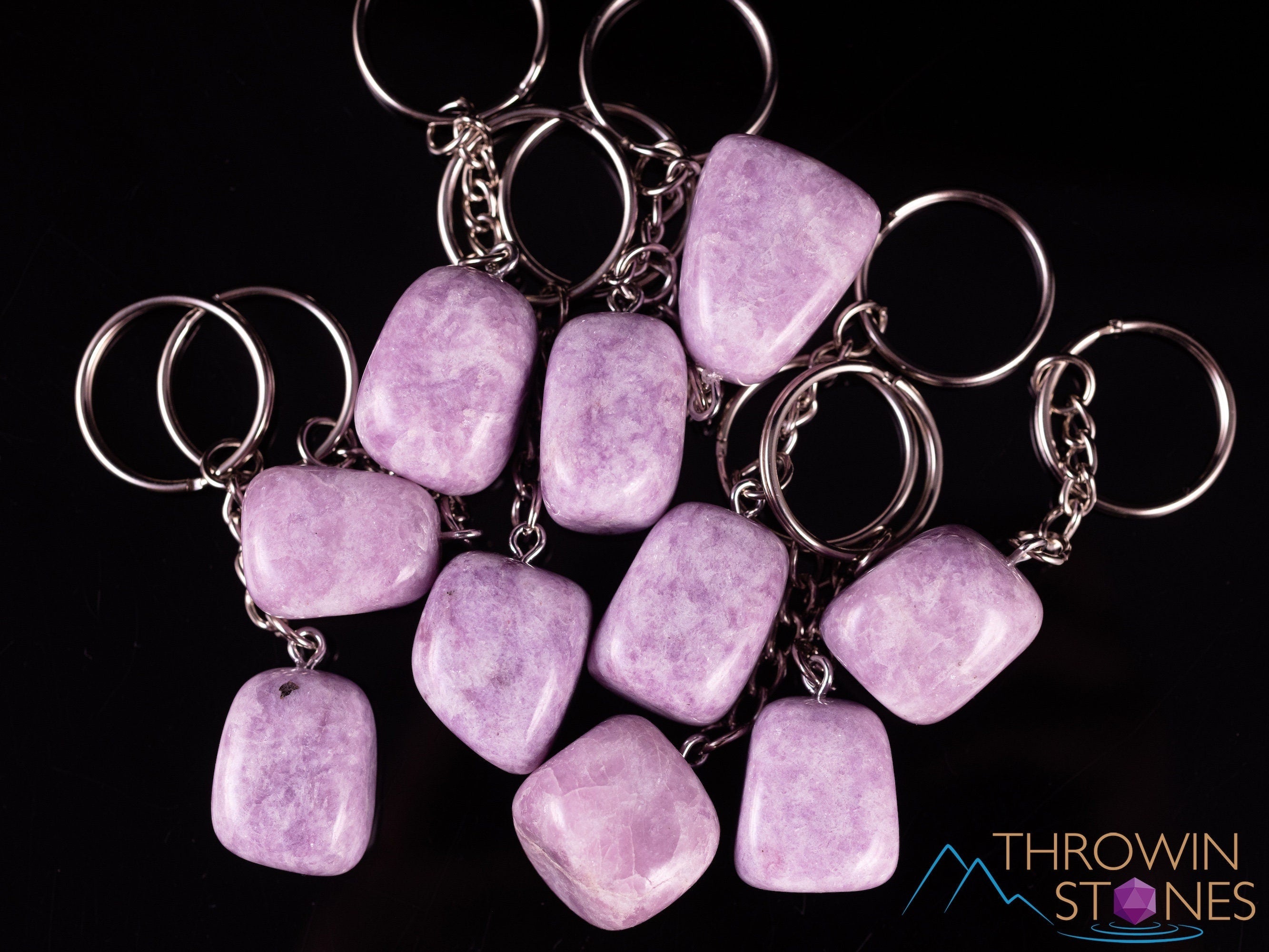 DRAGON'S Blood Jasper & Lepidolite Crystal Keychain - Tumbled Healing Stones for Self Care, Anxiety Relief, Chakra Balancing - Perfect Spiritual Gift (E2125) for Meditation, Travel & Daily Carry
