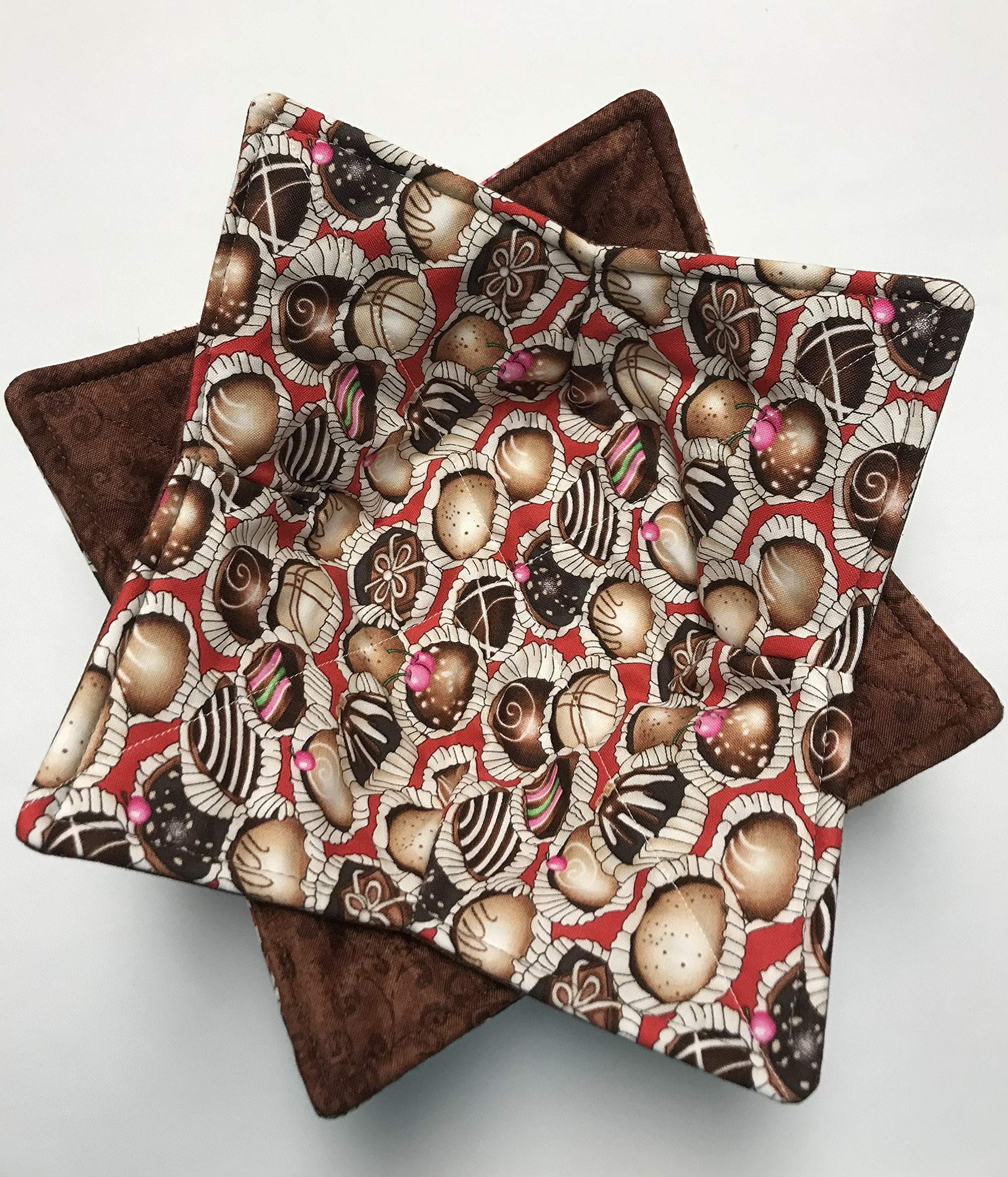 2-Pack Microwave Safe Chocolate Themed Bowl Cozies - Non-Slip Bowl Holders for Hot Bowls (212) - Perfect for Soup, Ice Cream & Microwave Meals