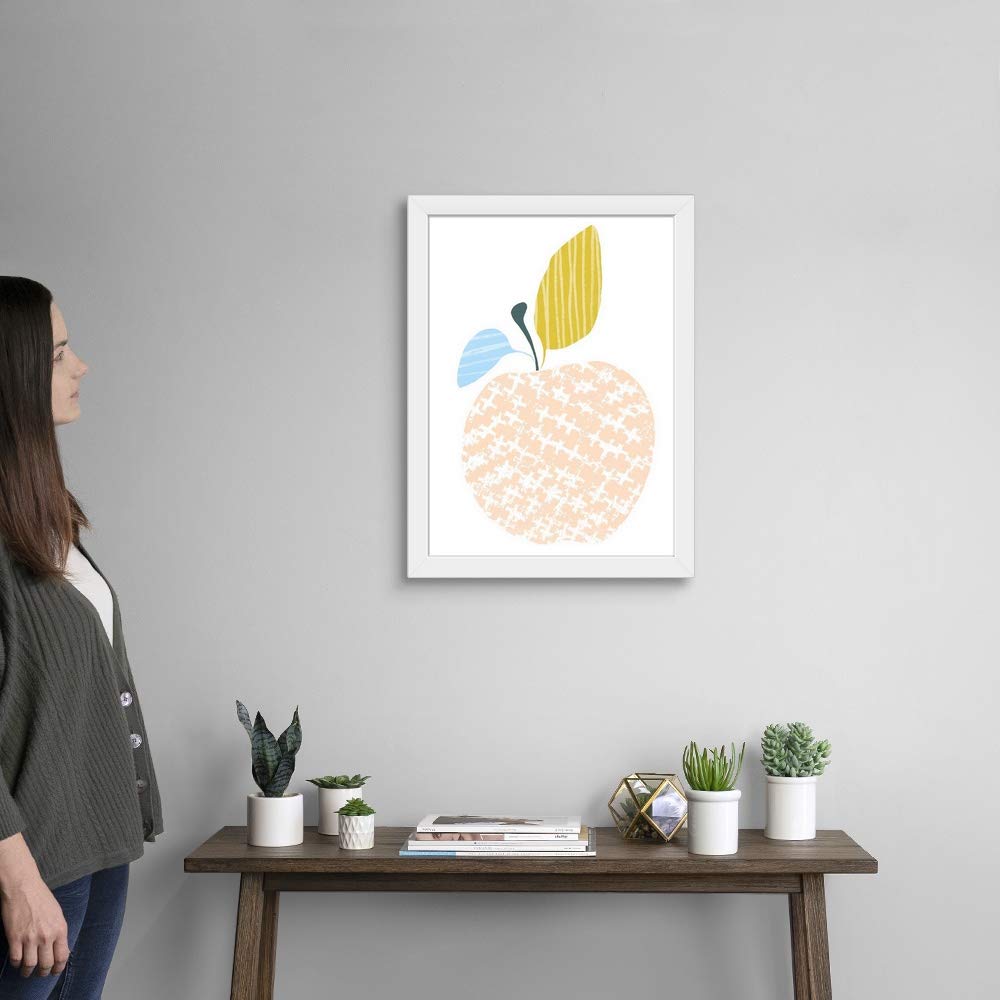 Cut Paper Fruit III White Framed Art Print - Apple Artwork for Home Decor, Kitchen Wall Art, Dining Room Decor