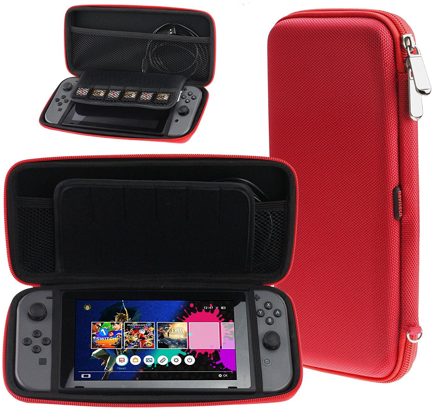 Premium Travel Hard Carry Case for Nintendo Switch - Crimson Red Protective Sleeve with Shockproof Design | Perfect for Gaming On-The-Go, Airplane Travel & Daily Commute Protection