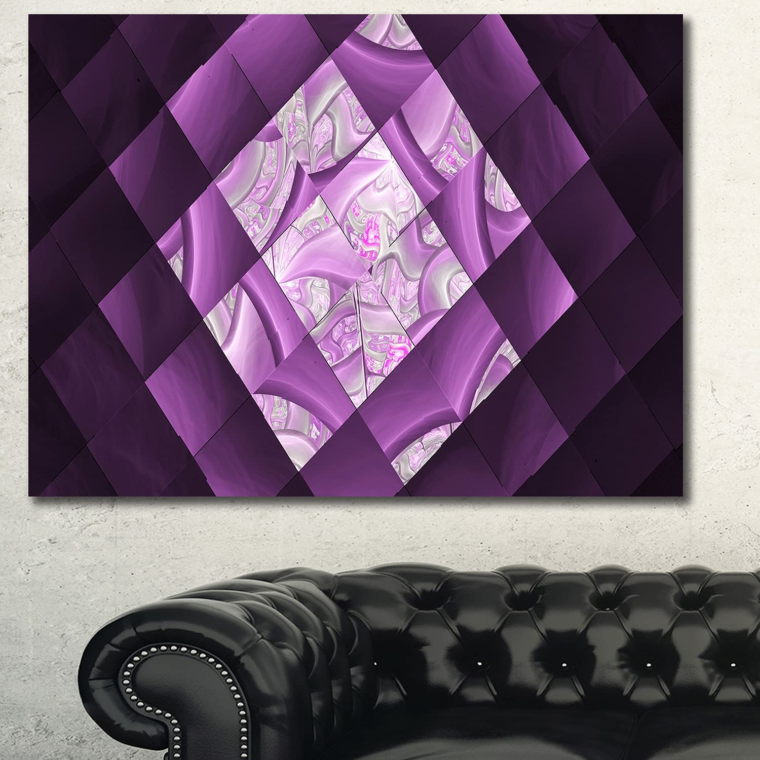 Abstract Wall Art Canvas - Purple Pixel Field of Squares 40x30in for Modern Home Decor