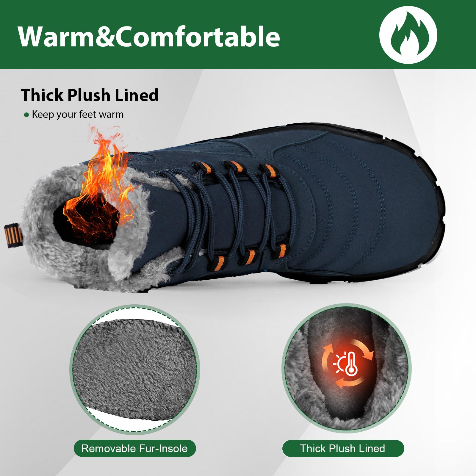 Winter Barefoot Shoes for Women & Men - Waterproof Minimalist Snow Boots with Wide Toe Box & Non-Slip Sole - Perfect for Running, Walking & Outdoor Activities in Cold Weather