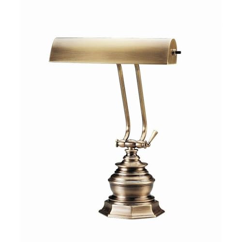 House Of Troy P10-111-71 14-Inch Adjustable Portable Desk Lamp & Piano Light in Antique Brass - Perfect for Reading, Studying, Crafting & Music Practice