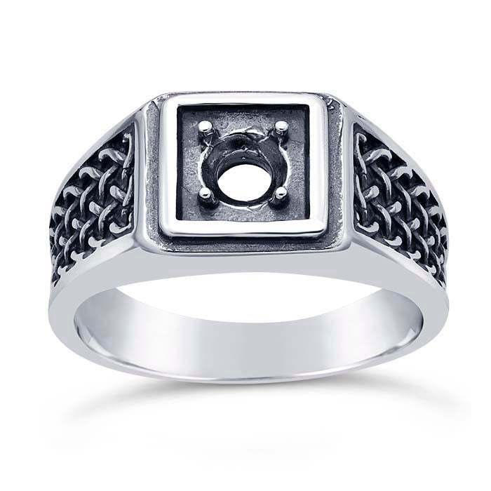 Sterling Silver 5mm Round Ring Mounting for Men - Faceted Blank Setting, Size 10 & 11 - Perfect for Wedding Bands, Engagement Rings & Jewelry Making