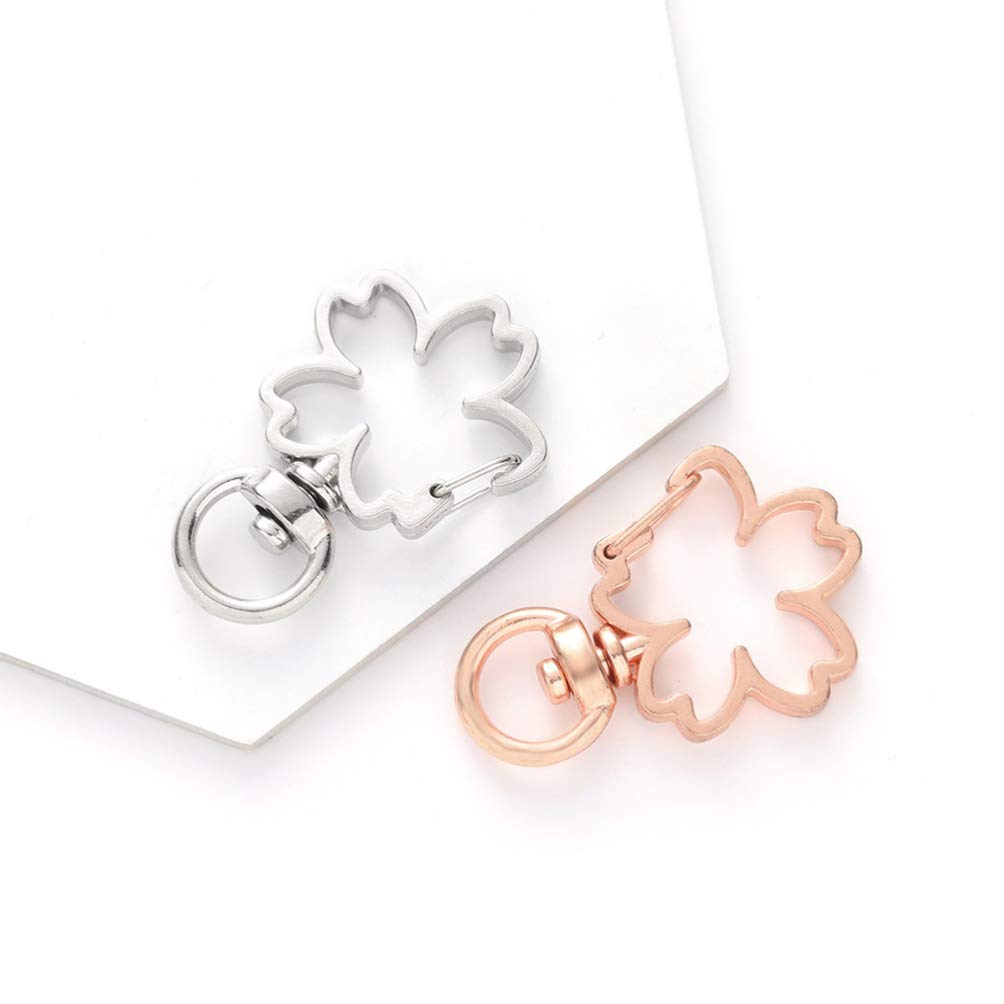 Metal Cherry Blossom Keychain - 20Pcs Lobster Clasps with Key Rings for DIY Jewelry & Craft Making - Perfect for Gifts & Accessories