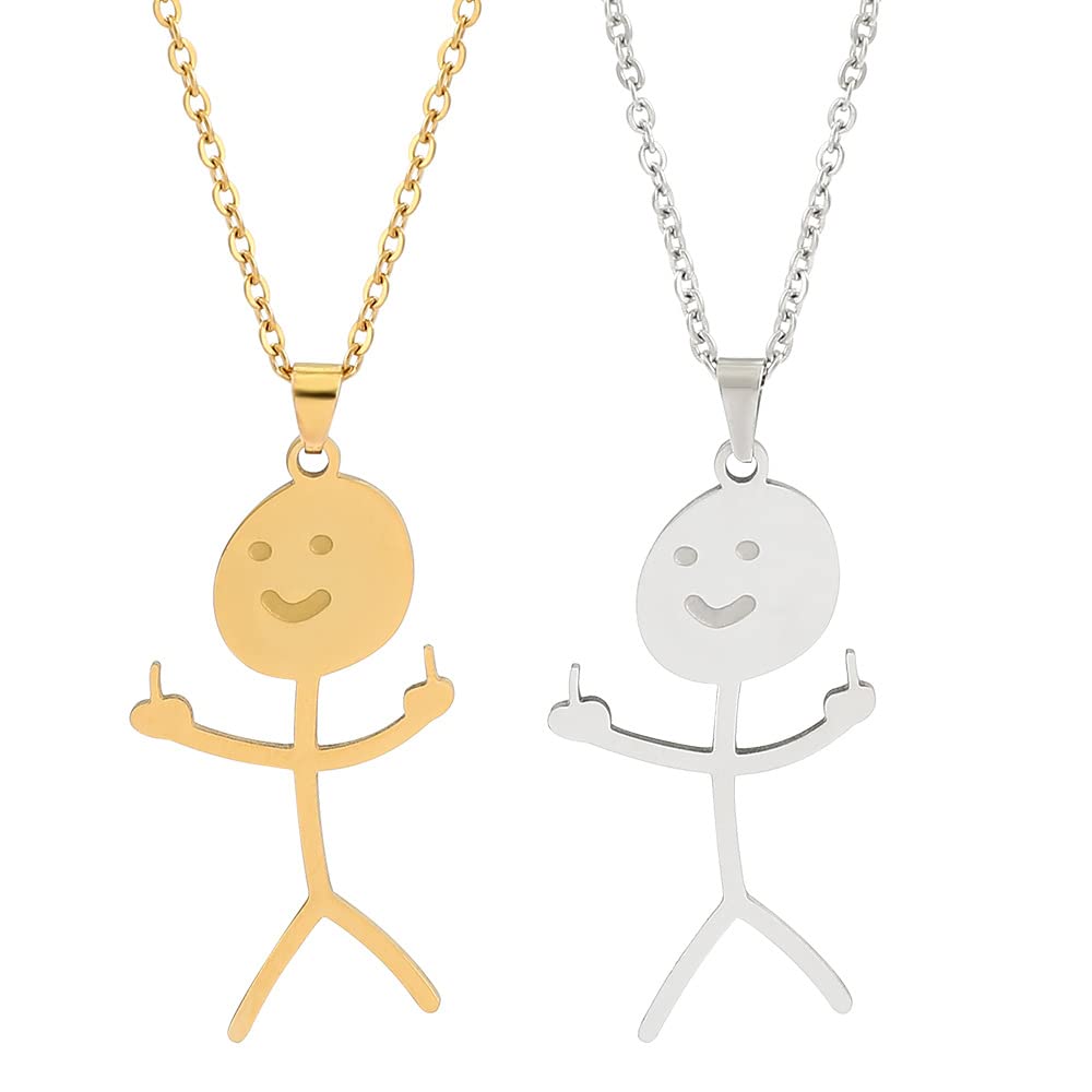 Funny Doodle Necklace - Unique Handcrafted Statement Jewelry with Cute Smile Gesture Pendant for Women, Girls, Men | Perfect Gift for Birthdays, Anniversaries, Friendship | Great for Casual Wear, Office Accessories & Everyday Fashion