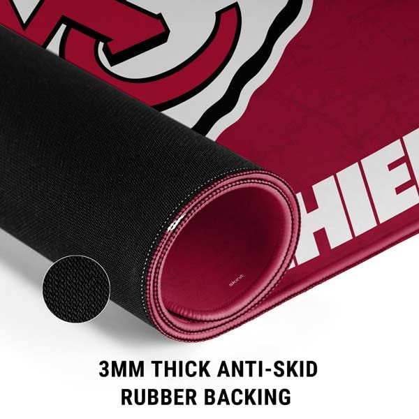 Skinit Small Gaming Mouse Pad - Officially Licensed NFL Kansas City Chiefs Distressed Design with Stitched Edges | Waterproof Non-Slip Rubber Base | Desk Mat for Keyboard & Mouse | Perfect for Gaming, Office Work & Home Computer Setup