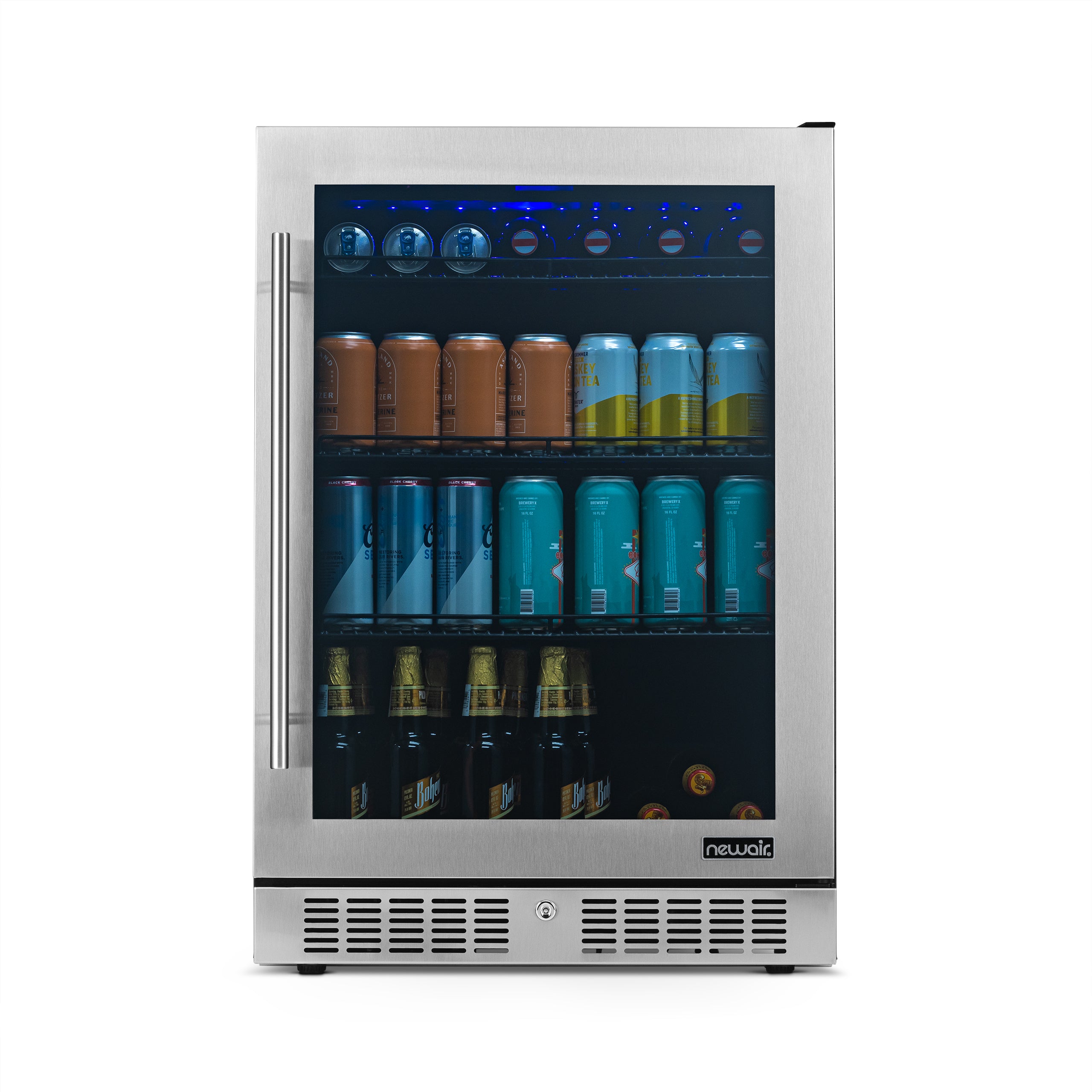 Newair® 224 Can Built-In Stainless Steel Beverage Refrigerator - 24 Bottle Capacity for Wine, Beer & Soda - Perfect for Home Bars, Kitchen & Office Use