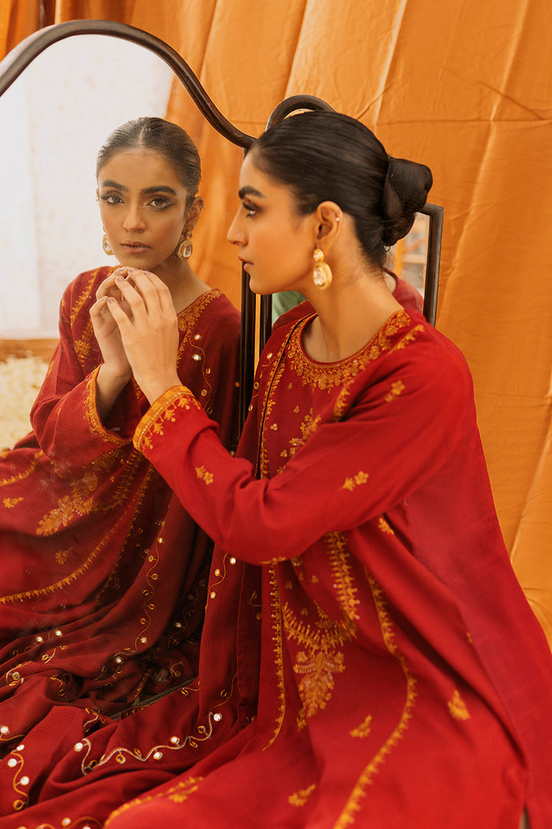 Elegant Mughal Rust 2-Piece Set (Shirt & Dupatta) - Perfect for Weddings, Festivals & Cultural Events