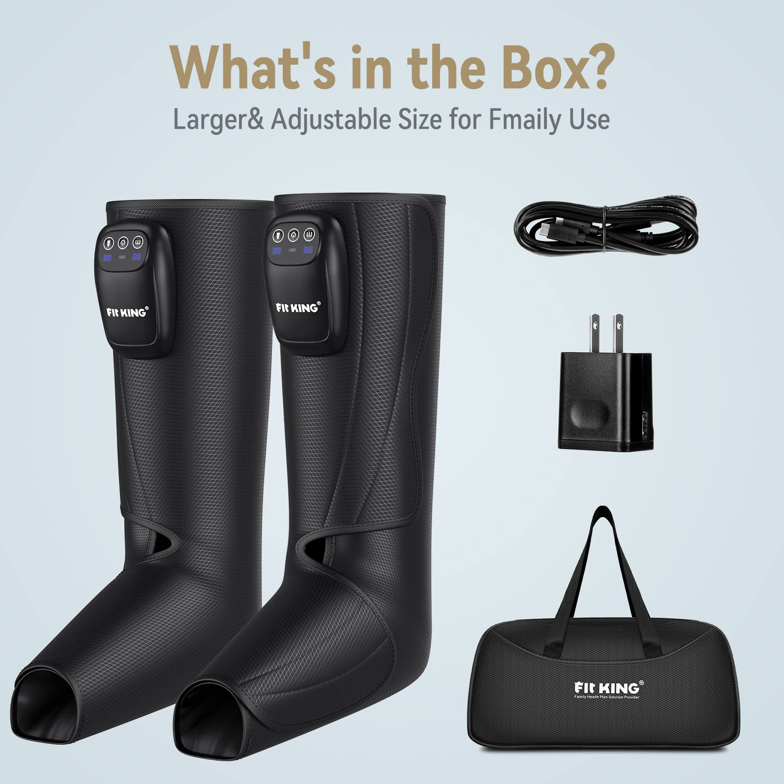FIT KING Upgraded Cordless Leg & Foot Massager for Pain Relief, Improved Circulation, Muscle Relaxation & Recovery | Rechargeable Portable Compression Boots with Travel Bag | Perfect for Home, Office & Travel Use | Great Health Gift for Men & Women