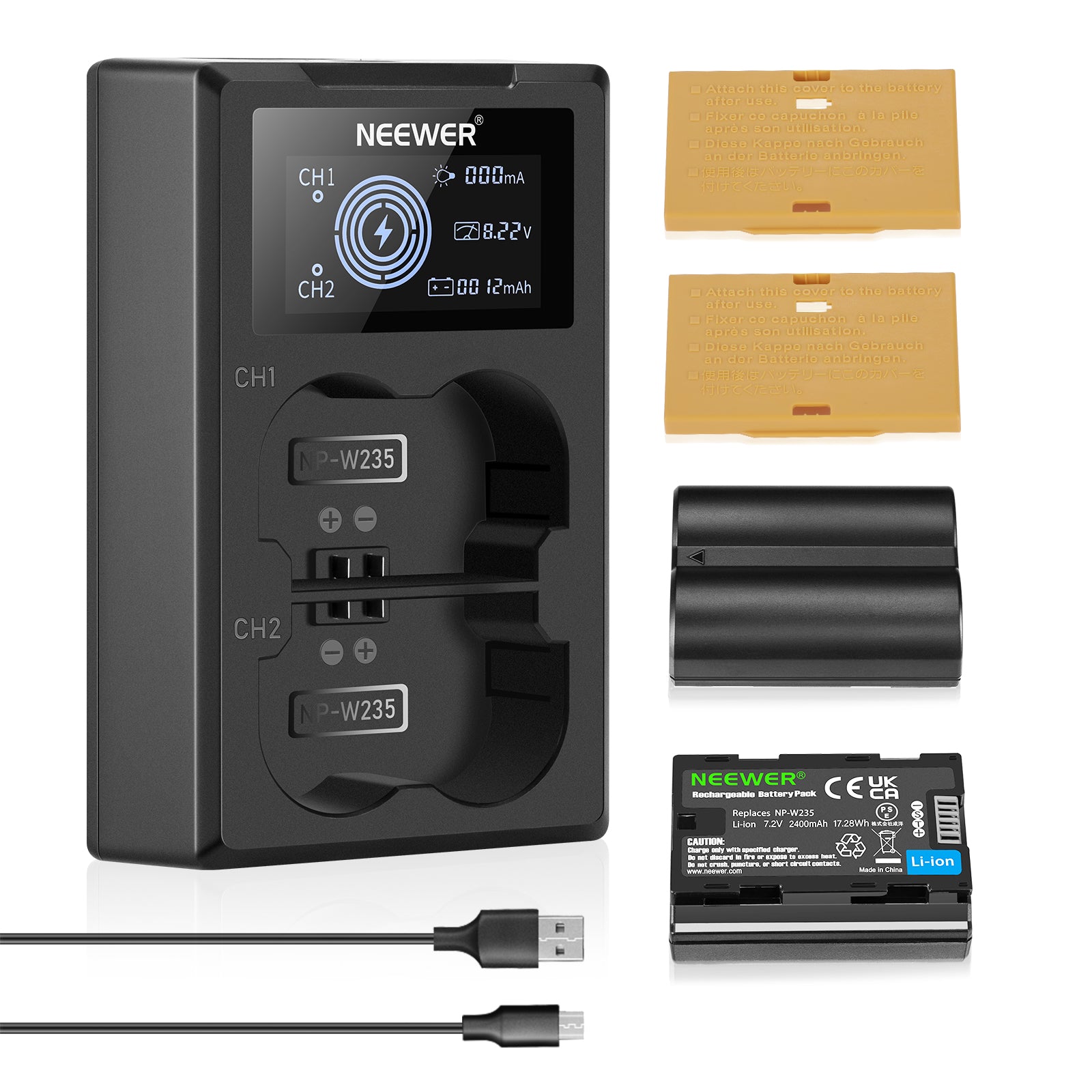 NEEWER NP W235 Camera Battery Charger Set with 2 Batteries - Compatible with Sony NP-FW50, Fast Charging, LED Indicator - Perfect for DSLR, Mirrorless Cameras & Video Shooting
