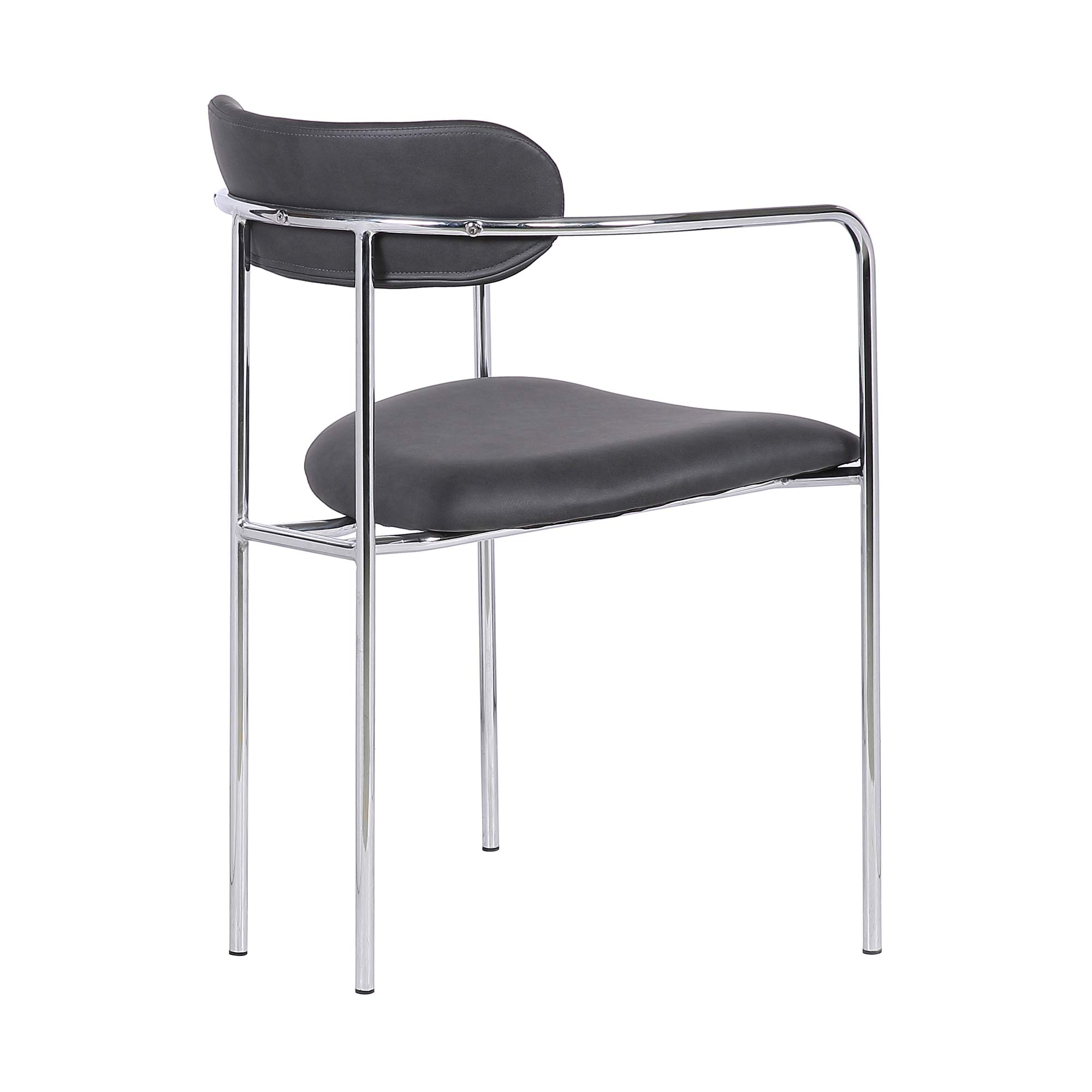 Armen Living Gwen Contemporary Faux Leather Dining Chairs - Set of 2, 29 Inch Height, Grey - Perfect for Kitchen, Dining Room, and Home Office Seating