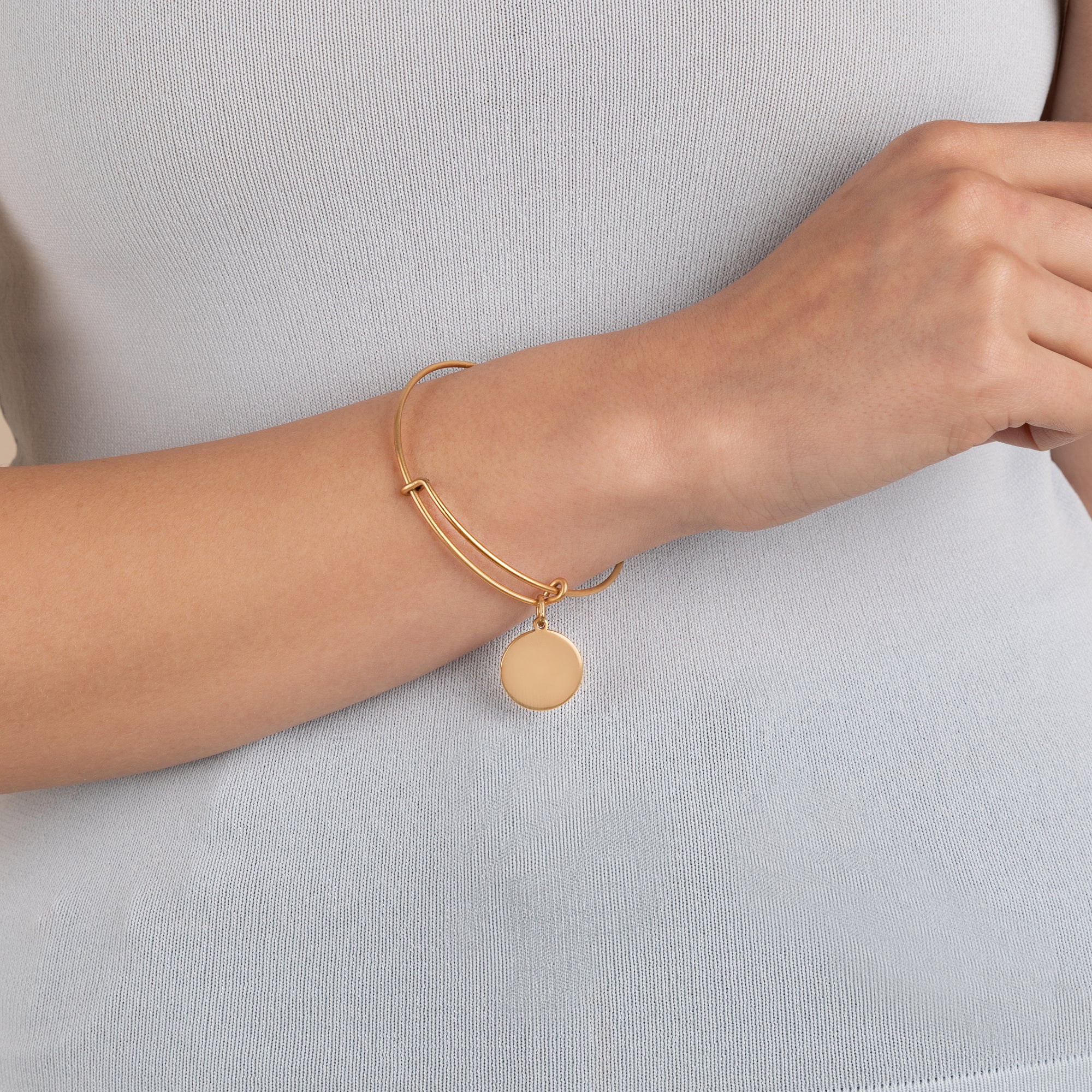 Elegant Circle Charm Bangle Bracelet for Women - Sterling Silver Minimalist Jewelry Gift for Her - Perfect for Everyday Wear & Special Occasions