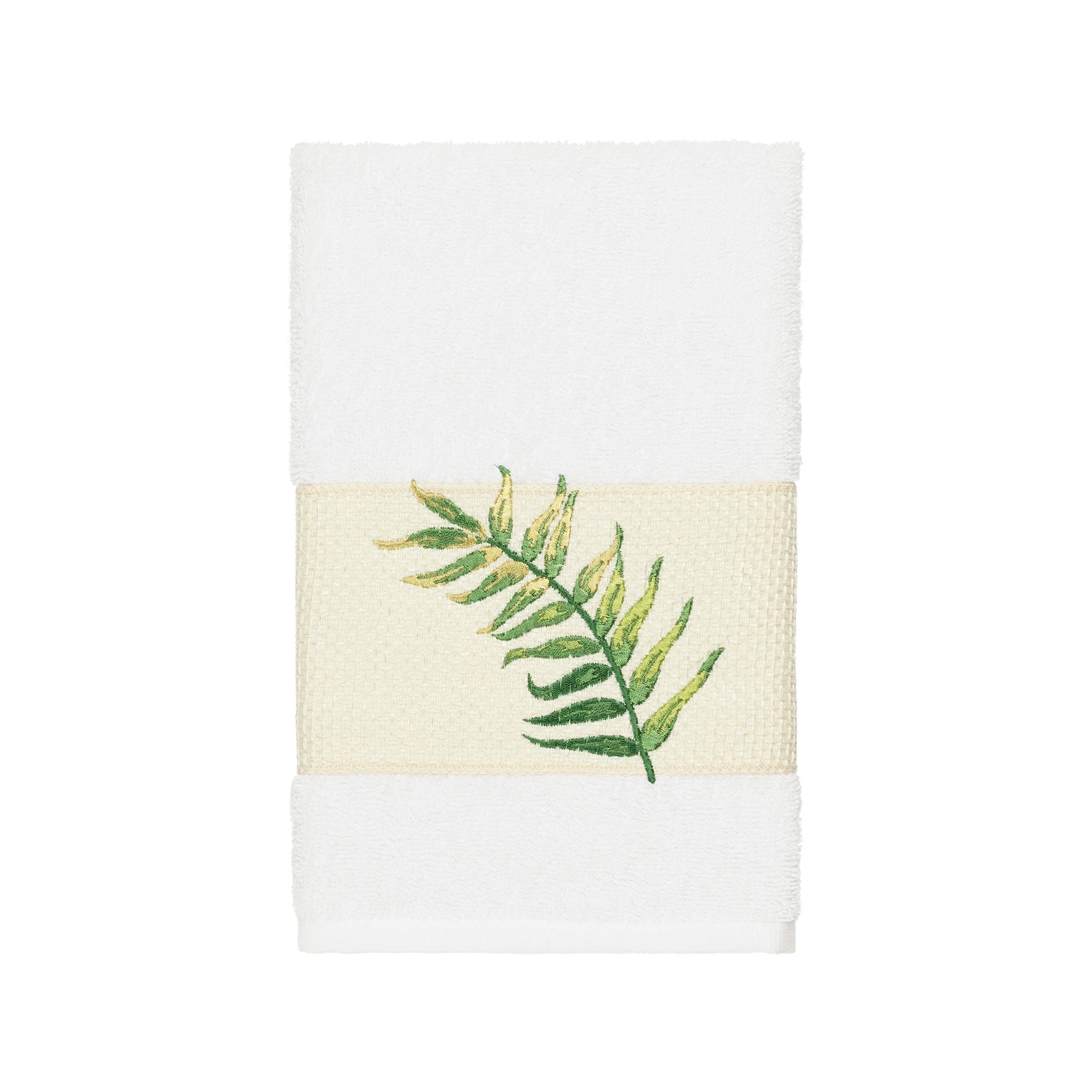 Premium Turkish Cotton 4-Piece Bath Towel Set with Elegant Palm Fronds Embroidery - Soft, Absorbent & Luxurious for Spa, Bathroom & Beach Use