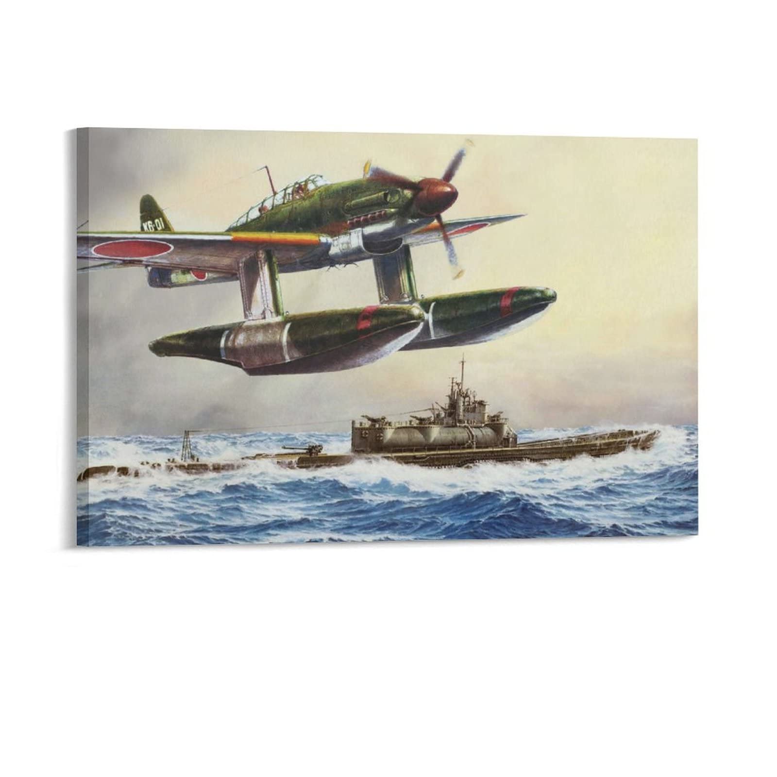 WWII Aichi M6A Submarine Military Canvas Poster - Vintage War Art Print for Home & Office Decor (8x12 Inch) - Perfect for Living Room, Bedroom, Man Cave & History Enthusiast Gifts