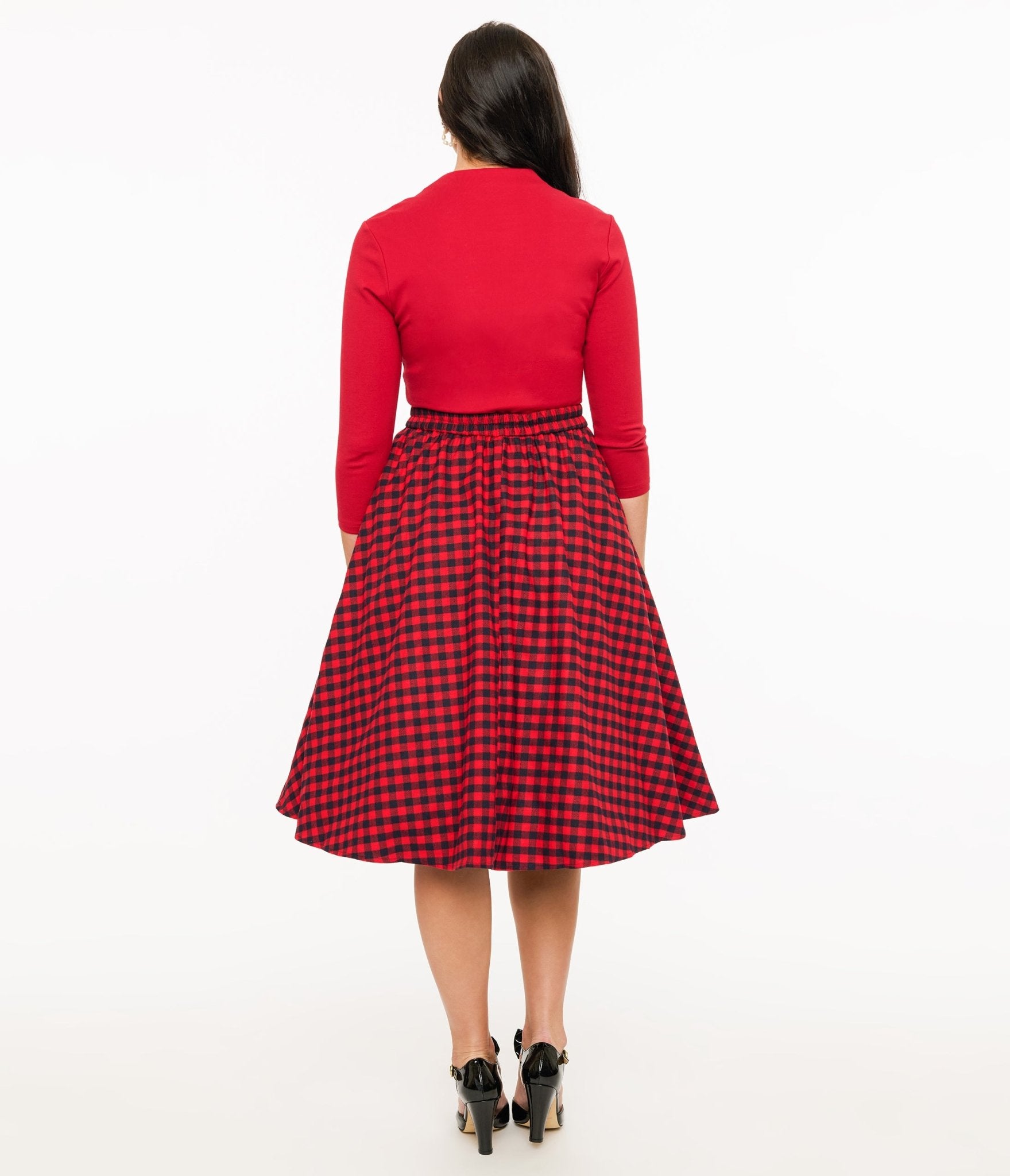 Stylish Red and Black Plaid Midi Skirt for Women - Trendy Tartan Wrap Skirt with Pockets | Perfect for Fall Fashion, Office Wear & Casual Outfits
