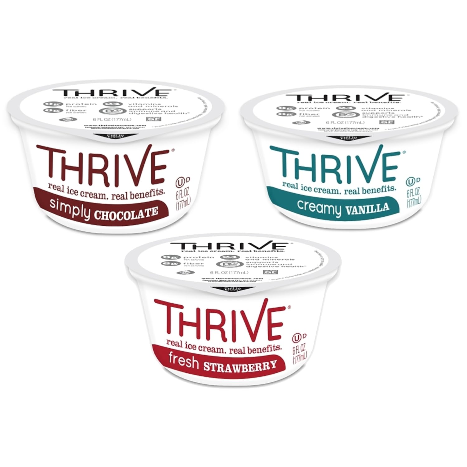 Thrive Frozen Nutrition Variety Pack - 24 Pack of 6oz Smoothie Mix (Chocolate, Vanilla & Strawberry) | High Protein Meal Replacement for Weight Loss, Post-Workout Recovery & Healthy Breakfast Smoothies
