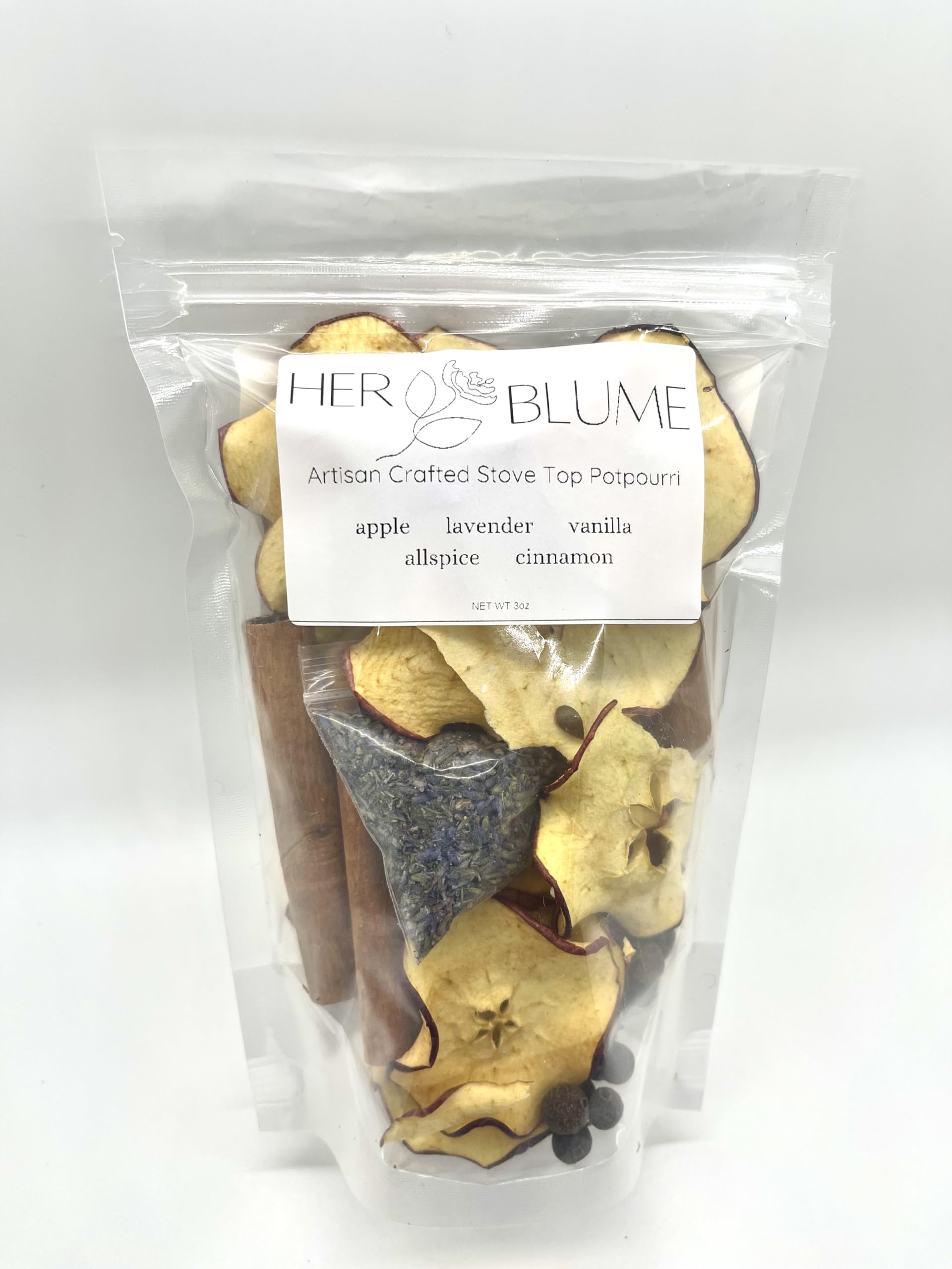 HerBlume 3oz Stovetop Potpourri Simmer Pot Kit - Non Toxic Natural Aroma with Apples, Lavender, Vanilla, Allspice & Cinnamon - Glass Stovetop Pot for Home, Office & Gift Baskets - Perfect for Relaxation, Aromatherapy & Holiday Decor