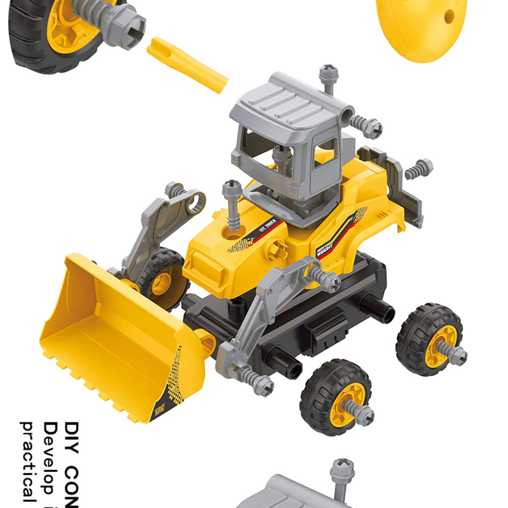 2-in-1 Take Apart Construction Toy Set - DIY Assembly Truck & Excavator with Power Drill Tools - STEM Learning Building Toys for Kids Ages 3+ - Perfect for Pretend Play, Birthday Gifts & Classroom Activities