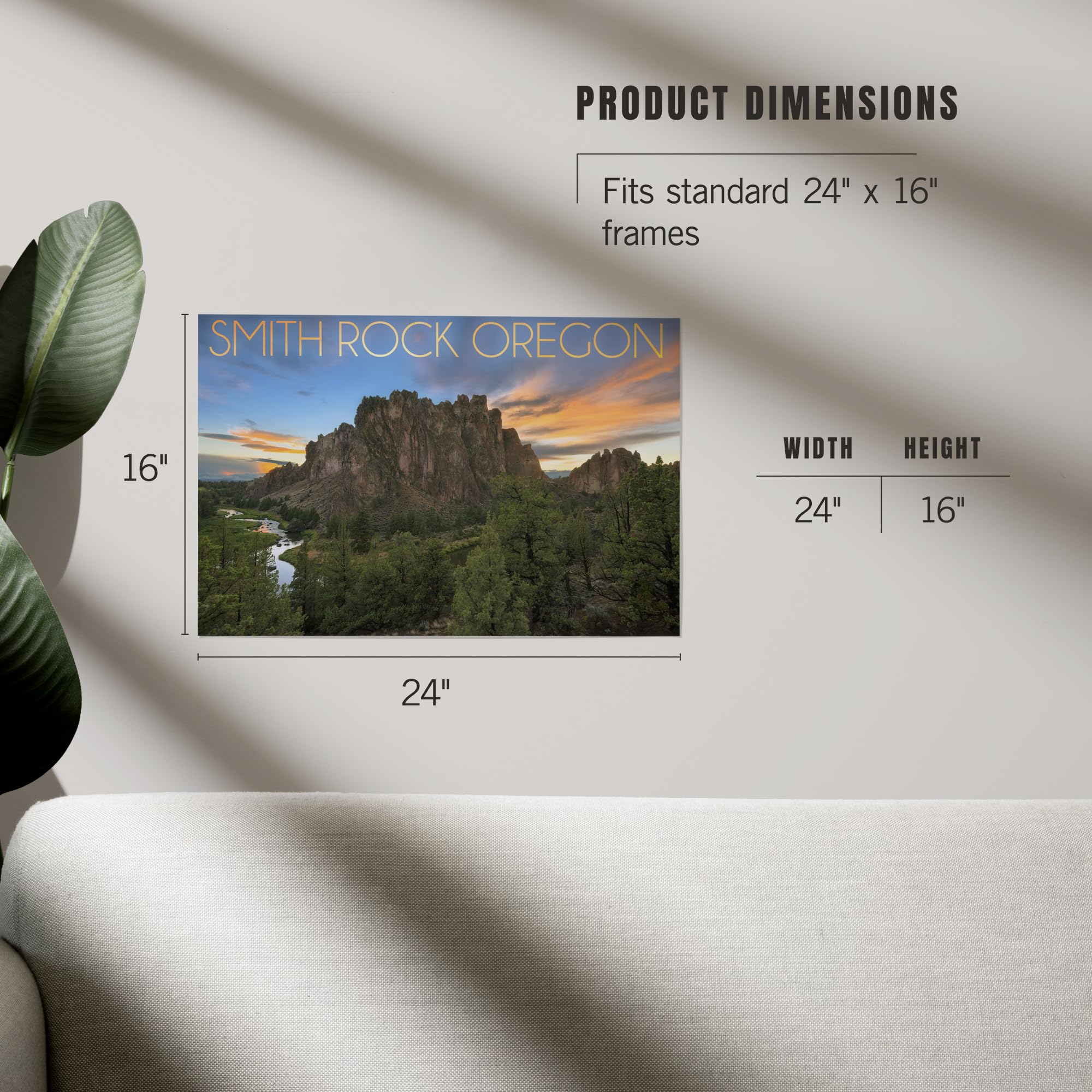 Lantern Press 16x24 Inch Giclee Print - Smith Rock Oregon Landscape Wall Art - Perfect for Home Decor, Office & Living Room
