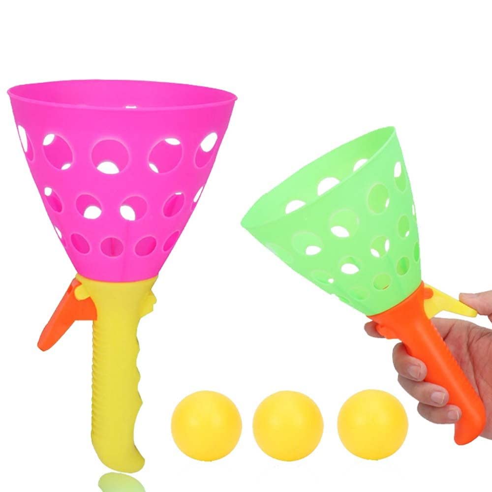 Double Catapult Ball Toss and Catch Game Set with 3 Balls - Outdoor Backyard Toy for Kids & Family - Perfect for Summer Beach Activities, Park Playdates, and Birthday Party Games
