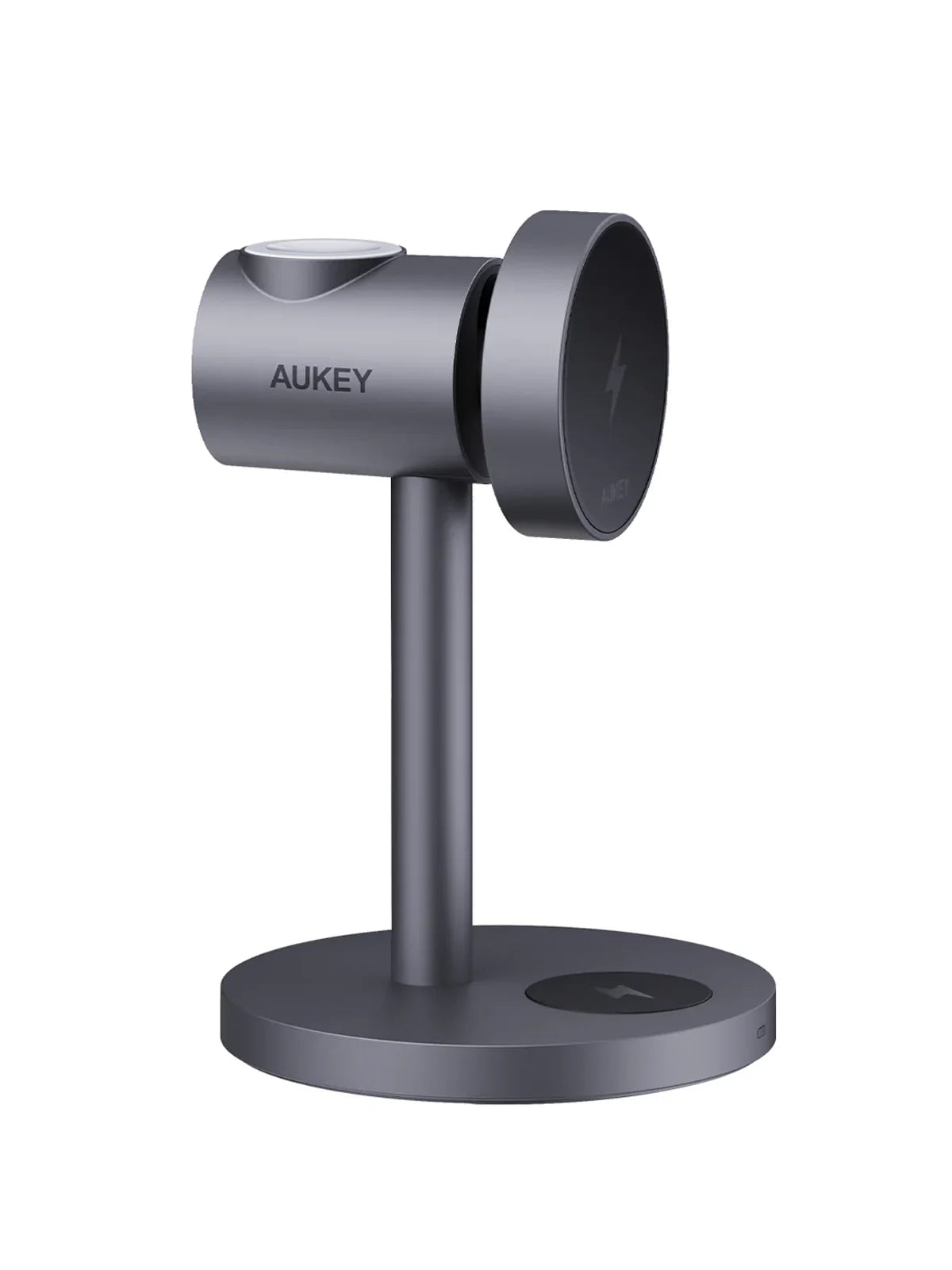 AUKEY LC MC311 MagFusion Qi2 3-in-1 Wireless Charging Station for iPhone 15/14/13, Apple Watch, AirPods - Fast Charging Stand for Bedroom, Office & Travel
